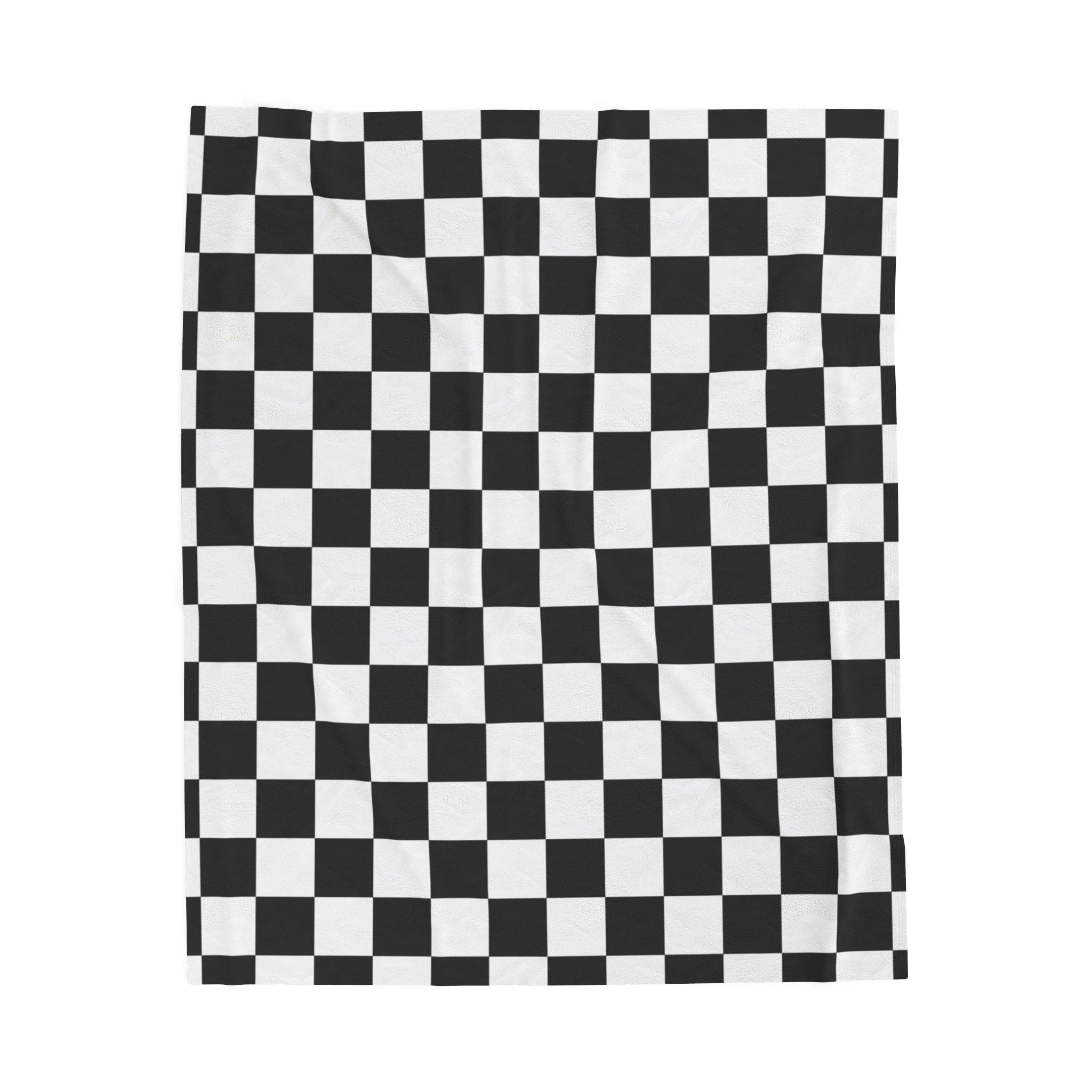 Checkerboard White and Black Velveteen Plush Blanket, Artsulli - Art is Long, Life is Short, All Over Prints, Size, 50" × 60", , , , , 28370135244788181664