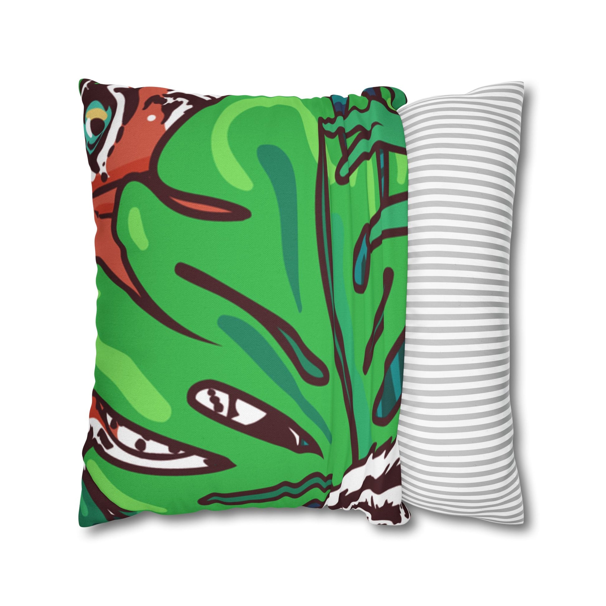 Tropical Jungle Tigers Blue and Green Spun Polyester Square Pillowcase, Artsulli - Art is Long, Life is Short, Home Decor, , , , , , , 