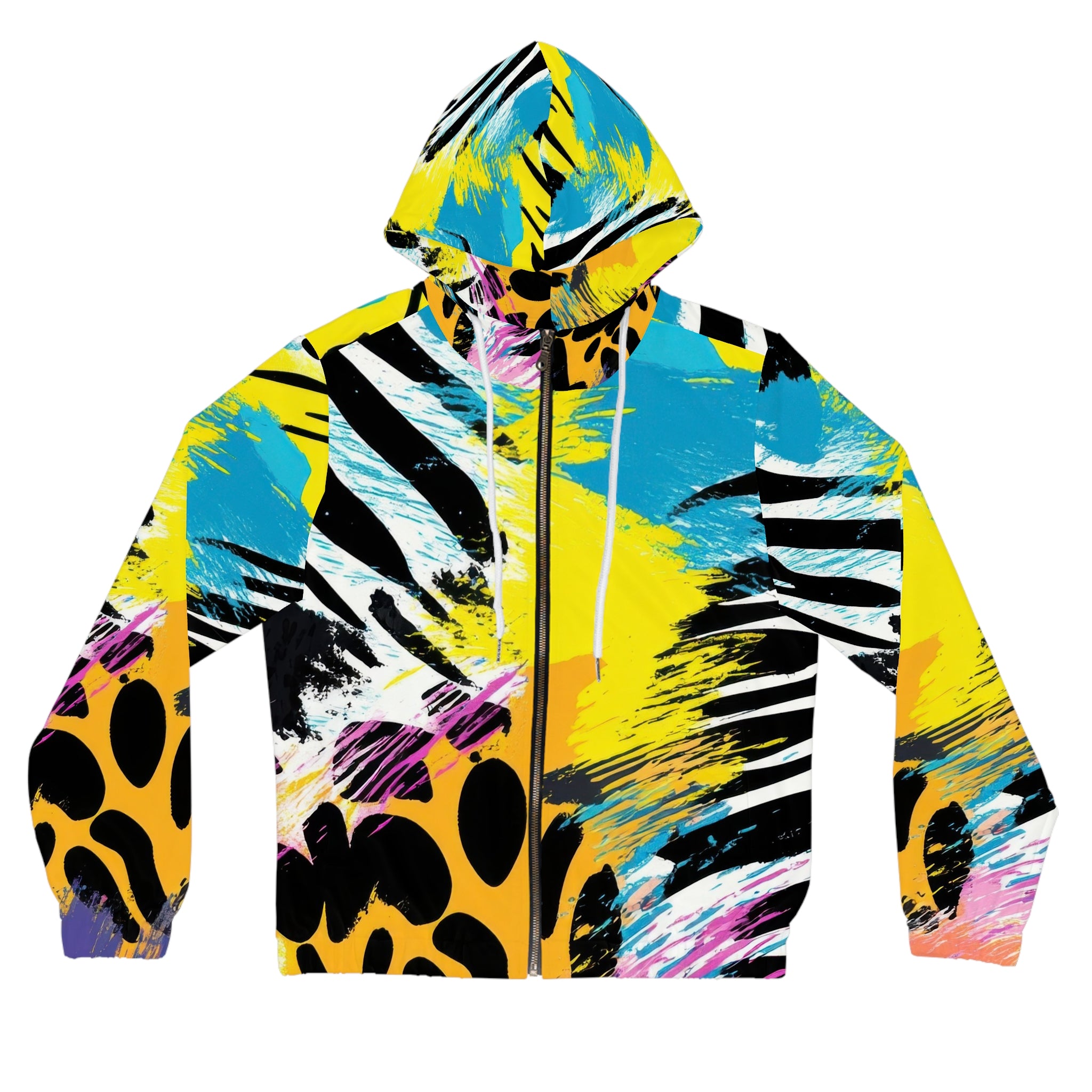 Expressionist Jungle Cell Women’s Full-Zip Hoodie (AOP), Artsulli - Art is Long, Life is Short, All Over Prints, Size, XS, Color, White, , , 48495802917257