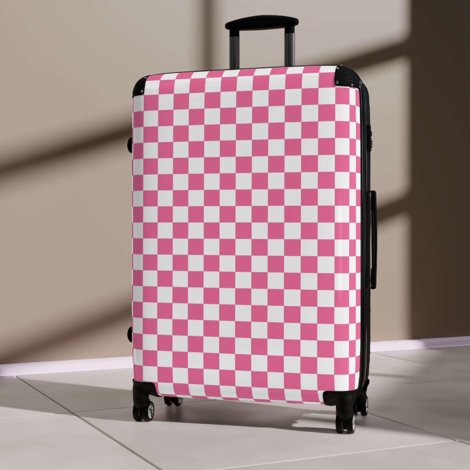 Yuyushiki Pink Check Suitcase, Artsulli - Art is Long, Life is Short, Bags, , , , , , , 