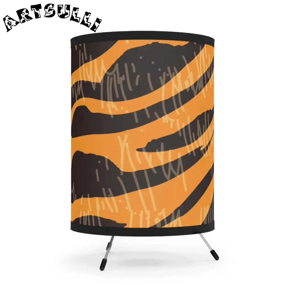 JAKKOUTTHEBXX Tiger Scratches Orange & Black Tripod Lamp