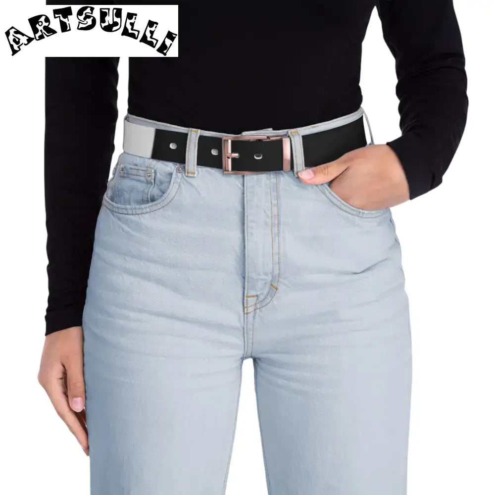 JAKKOUTTHEBXX Reversible Black and White Belt with Black Buckle
