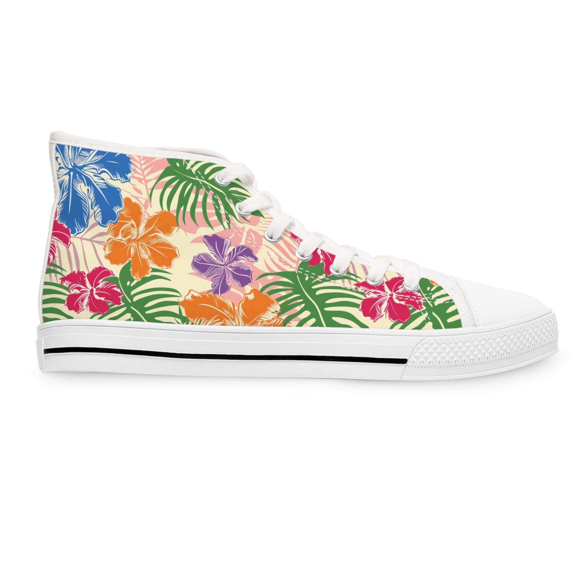 Blooming Tropical Flowers Women's High Top Sneakers, Artsulli - Art is Long, Life is Short, Shoes, , , , , , , 
