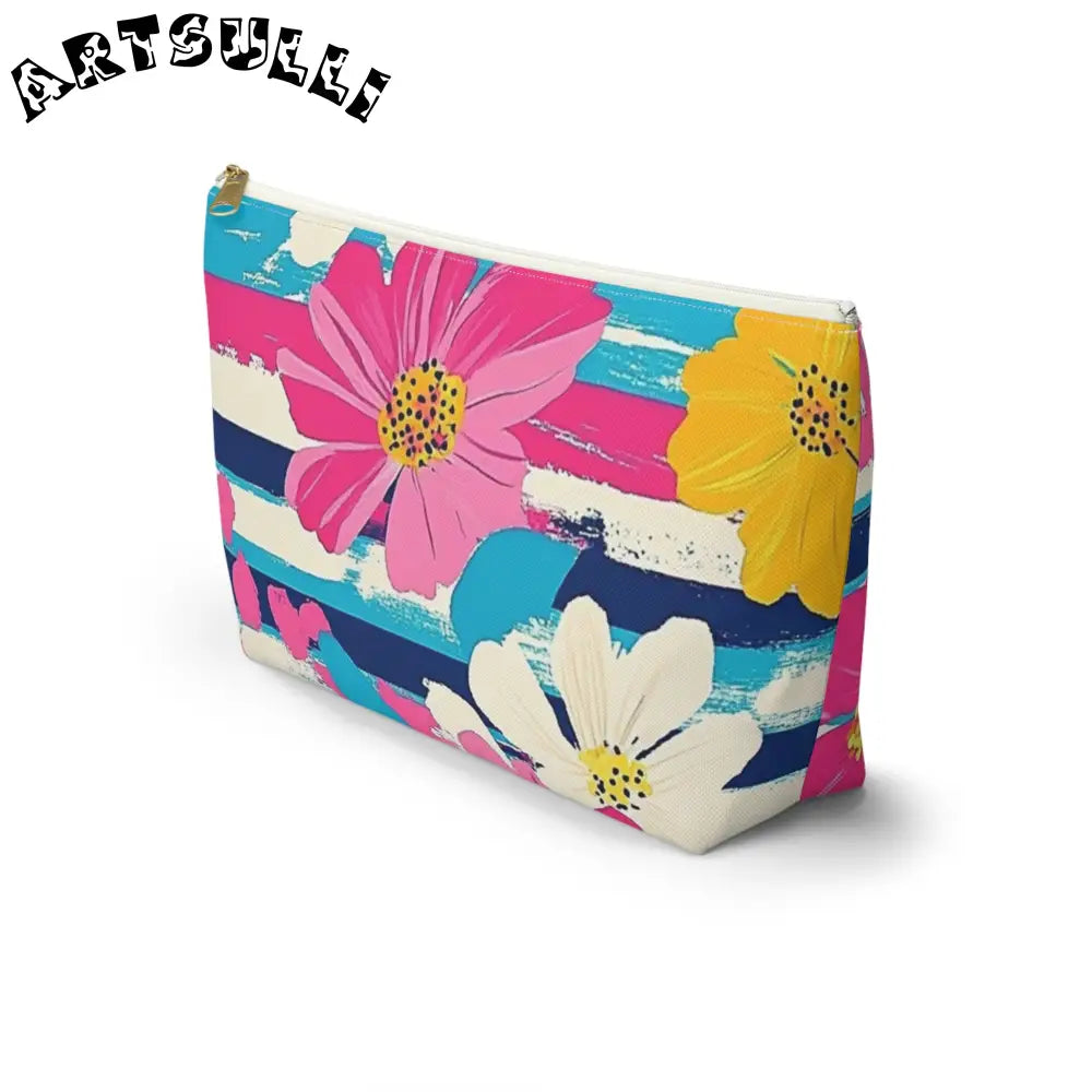 JAKKOUTTHEBXX Dayglo Floral Stripes II Multi-Color Accessory Pouch w