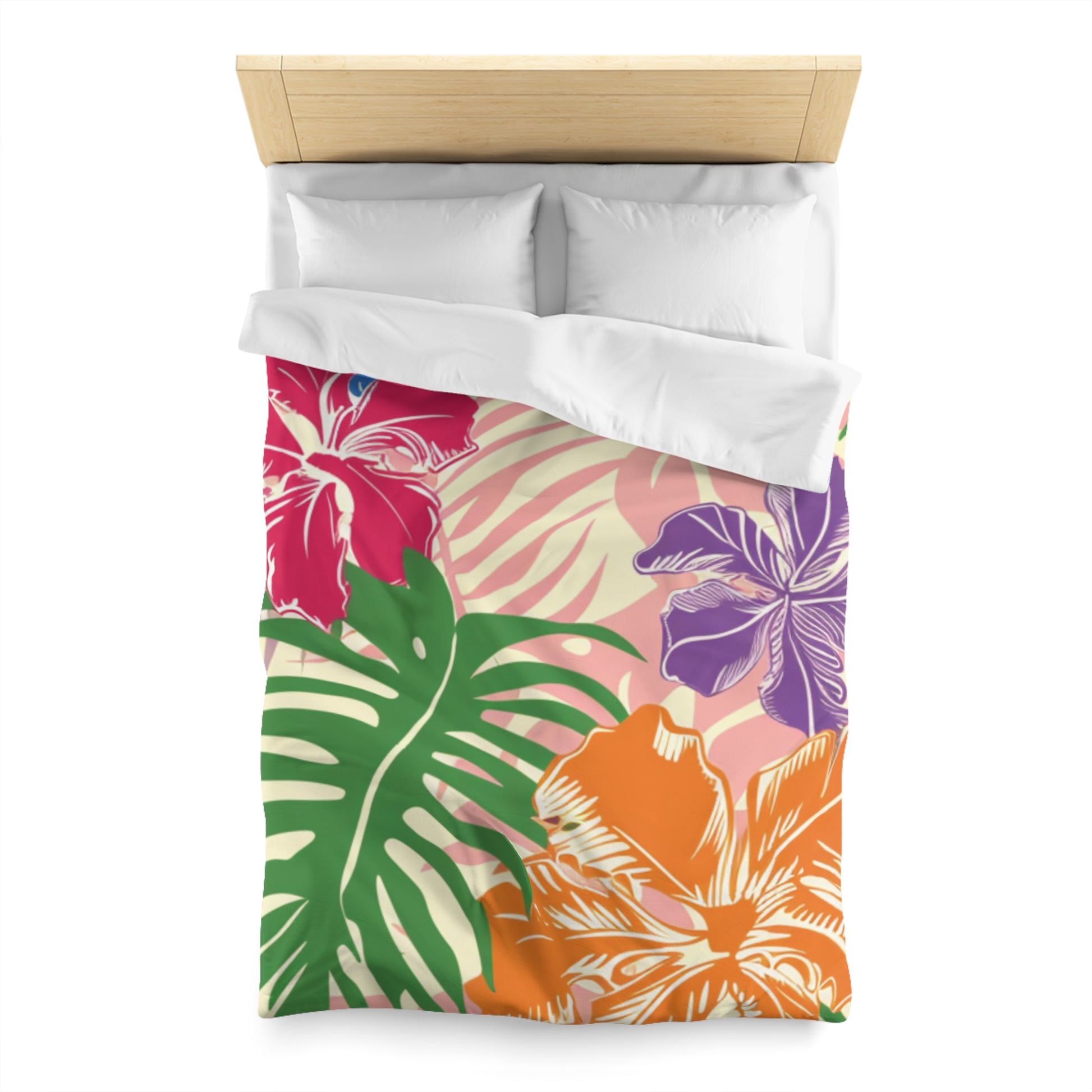 Blooming Tropical Flowers Microfiber Duvet Cover, Artsulli - Art is Long, Life is Short, Home Decor, , , , , , , 