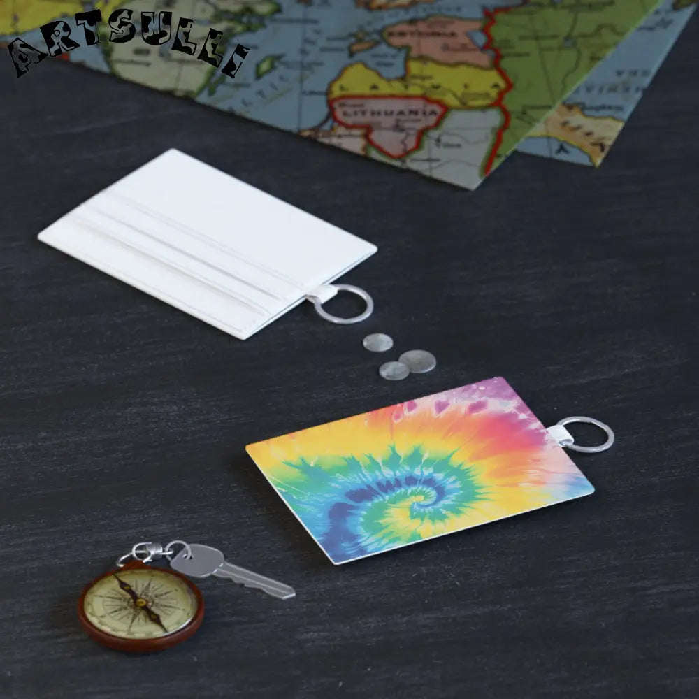 JAKKOUTTHEBXX Tie-Dye Art Printed Faux Leather Card Holder 2025