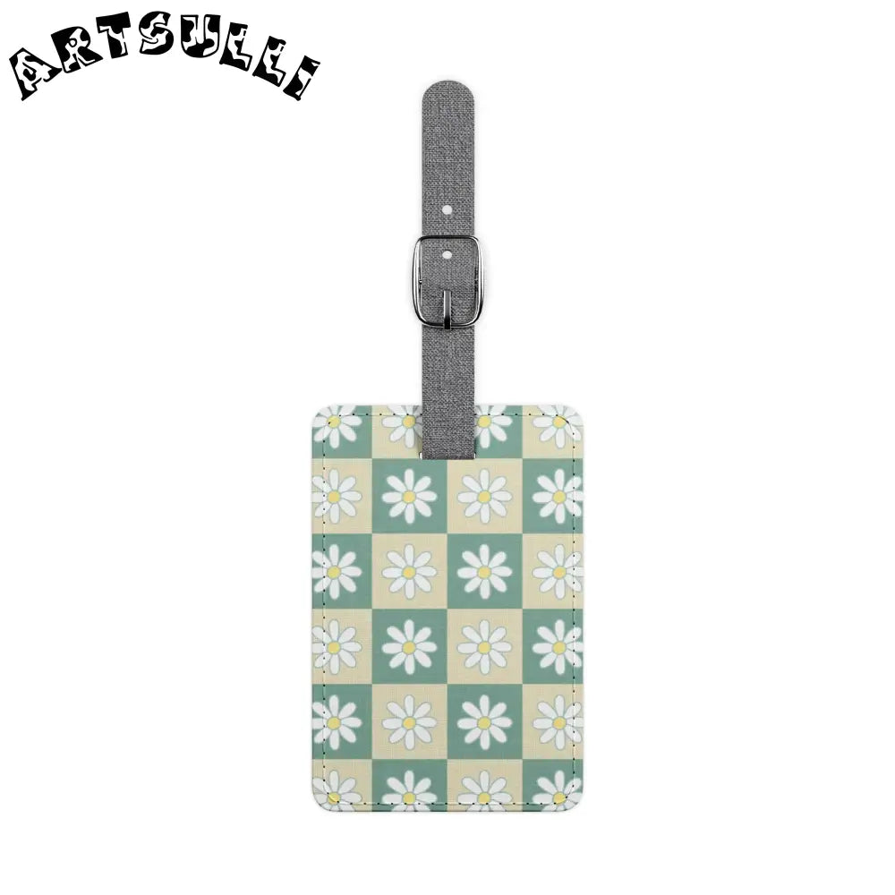 JAKKOUTTHEBXX Retro Daisy Checkerboard Green and Tan Saffiano