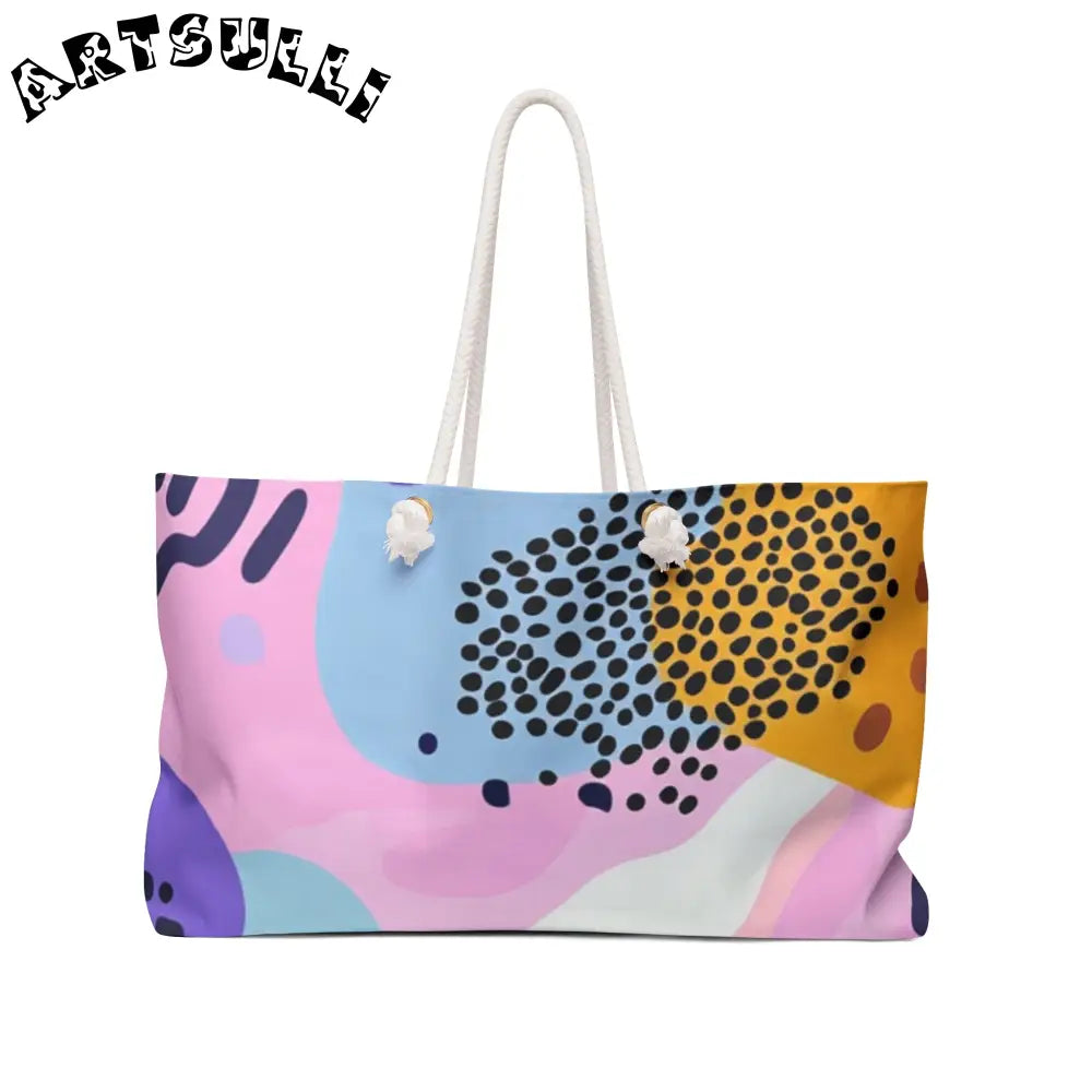 JAKKOUTTHEBXX Colorful Abstract Dots and Shapes Weekender Bag
