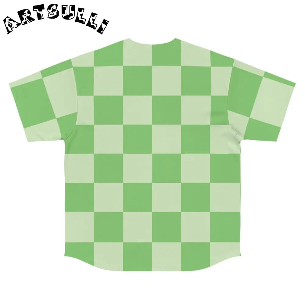 JAKKOUTTHEBXX Checkerboard Green Men’s Baseball Jersey (AOP)