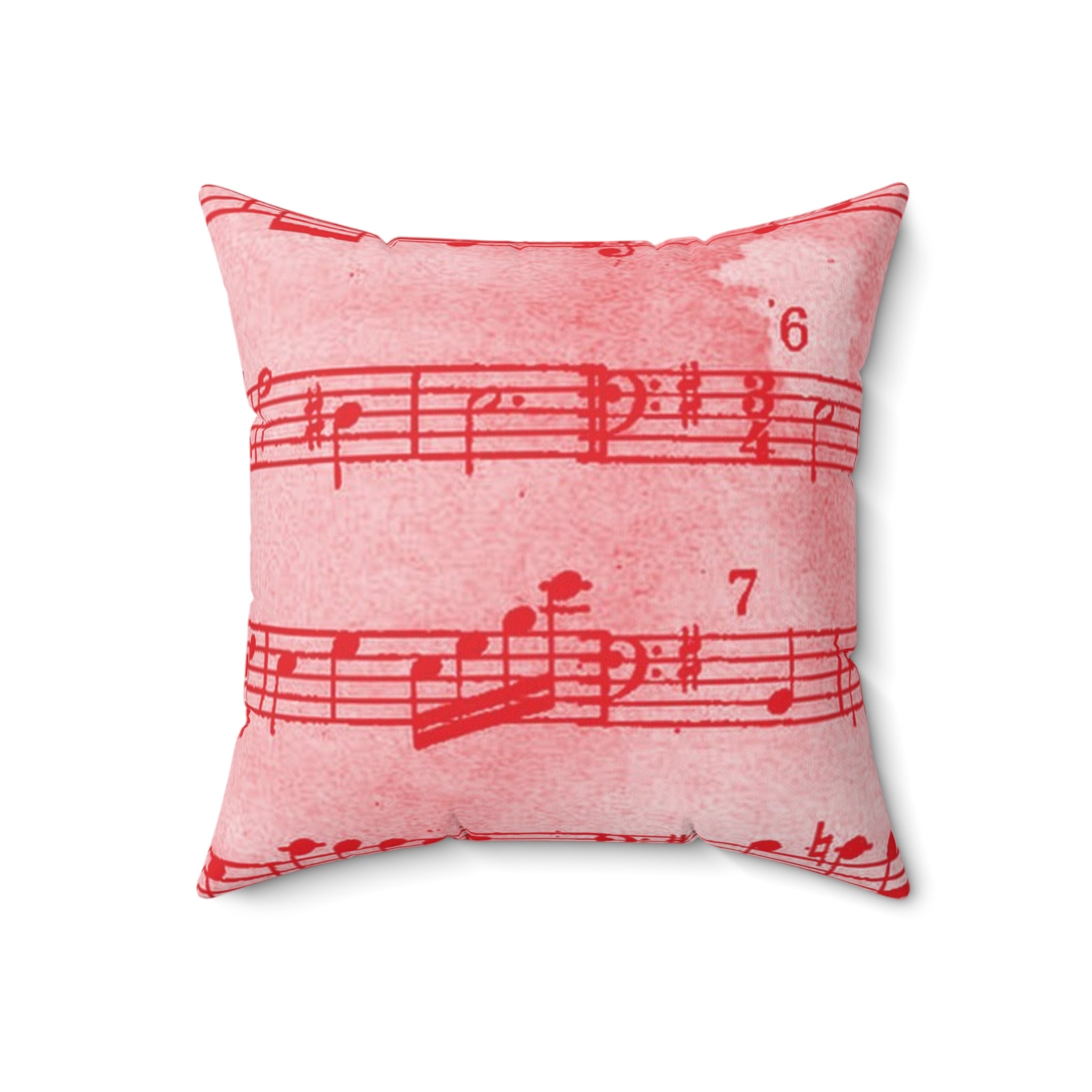 Drip Spill Type Beat Sheet Music Red Spun Polyester Square Pillow, Artsulli - Art is Long, Life is Short, Home Decor, , , , , , , 