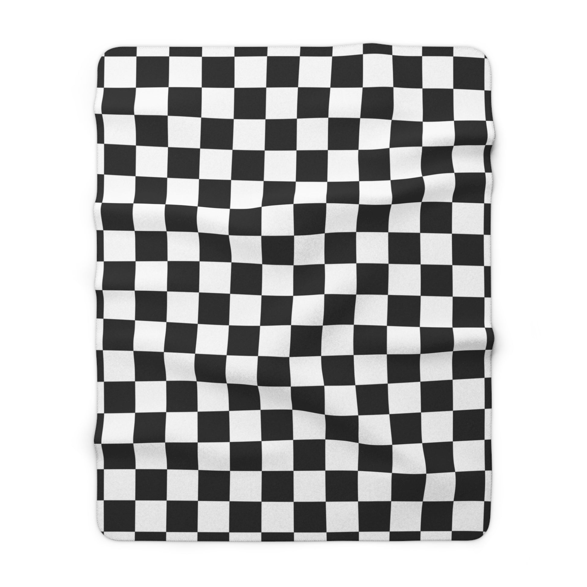 Checkerboard White and Black Sherpa Fleece Blanket, Artsulli - Art is Long, Life is Short, Home Decor, Size, 60" × 80", , , , , 19101062253679262357