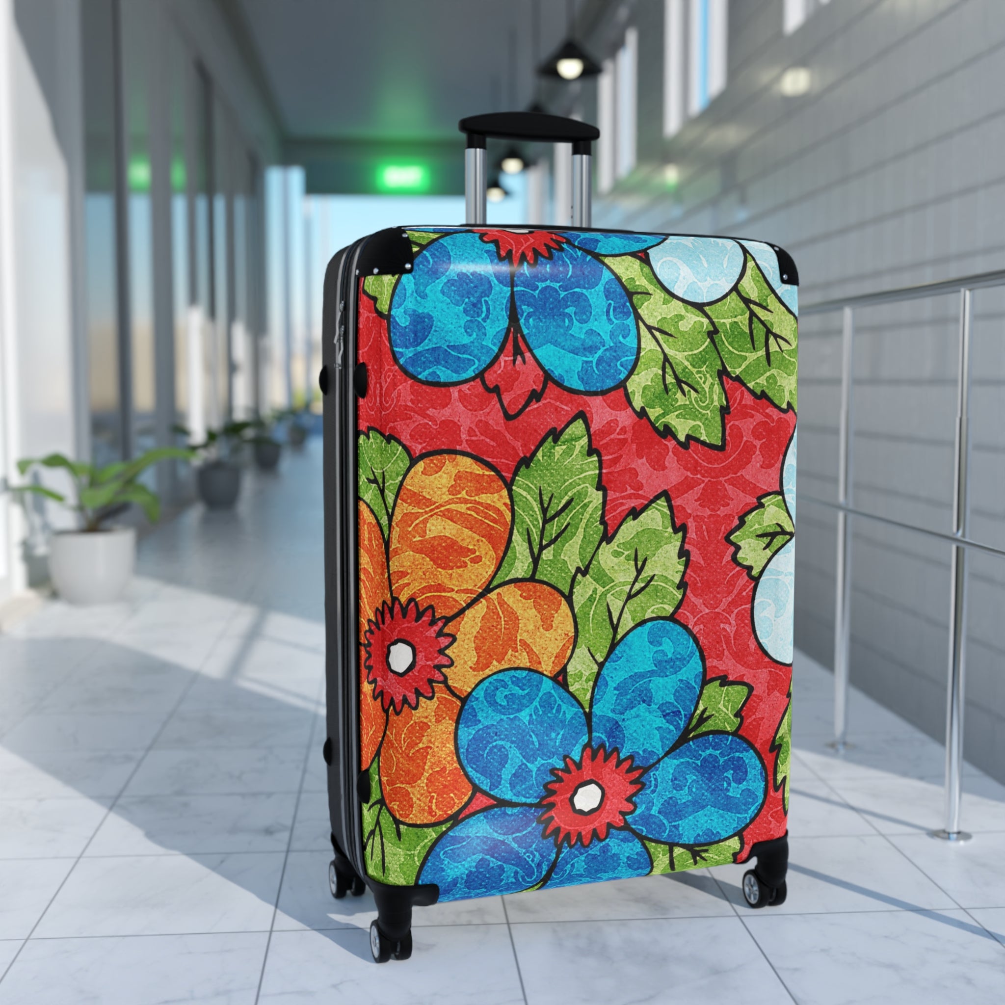 Groovy Red Floral Kl Suitcase, Artsulli - Art is Long, Life is Short, Bags, , , , , , , 
