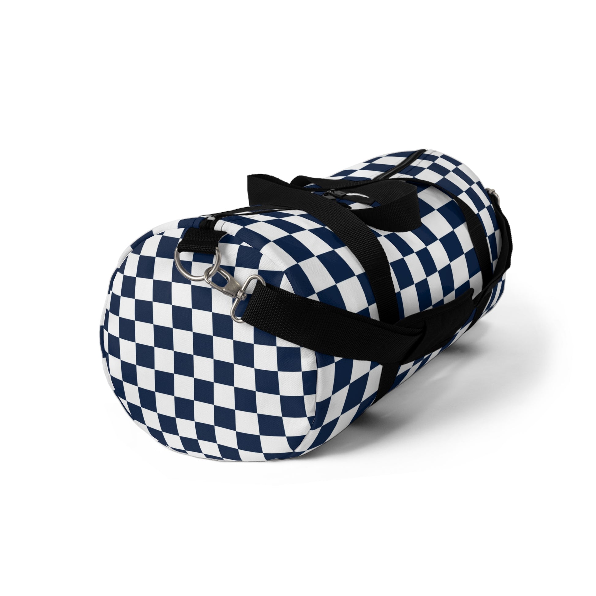 Checkerboard II White and Navy Blue Duffel Bag, Artsulli - Art is Long, Life is Short, Bags, , , , , , , 