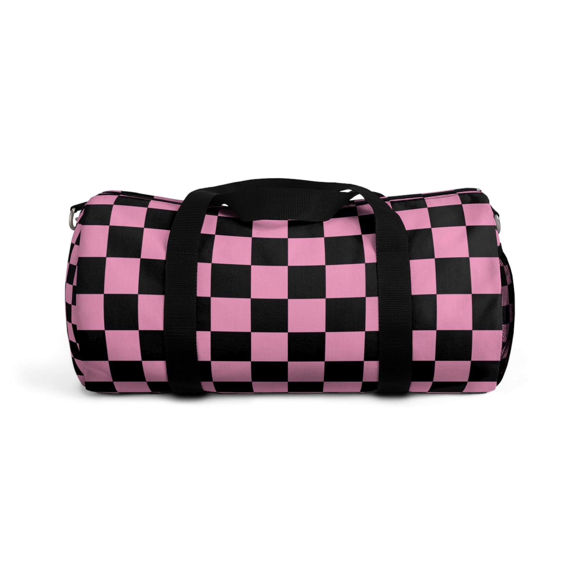 Checkerboard Black and Pink Duffel Bag, Artsulli - Art is Long, Life is Short, Bags, Size, Small, , , , , 57564670384753217336