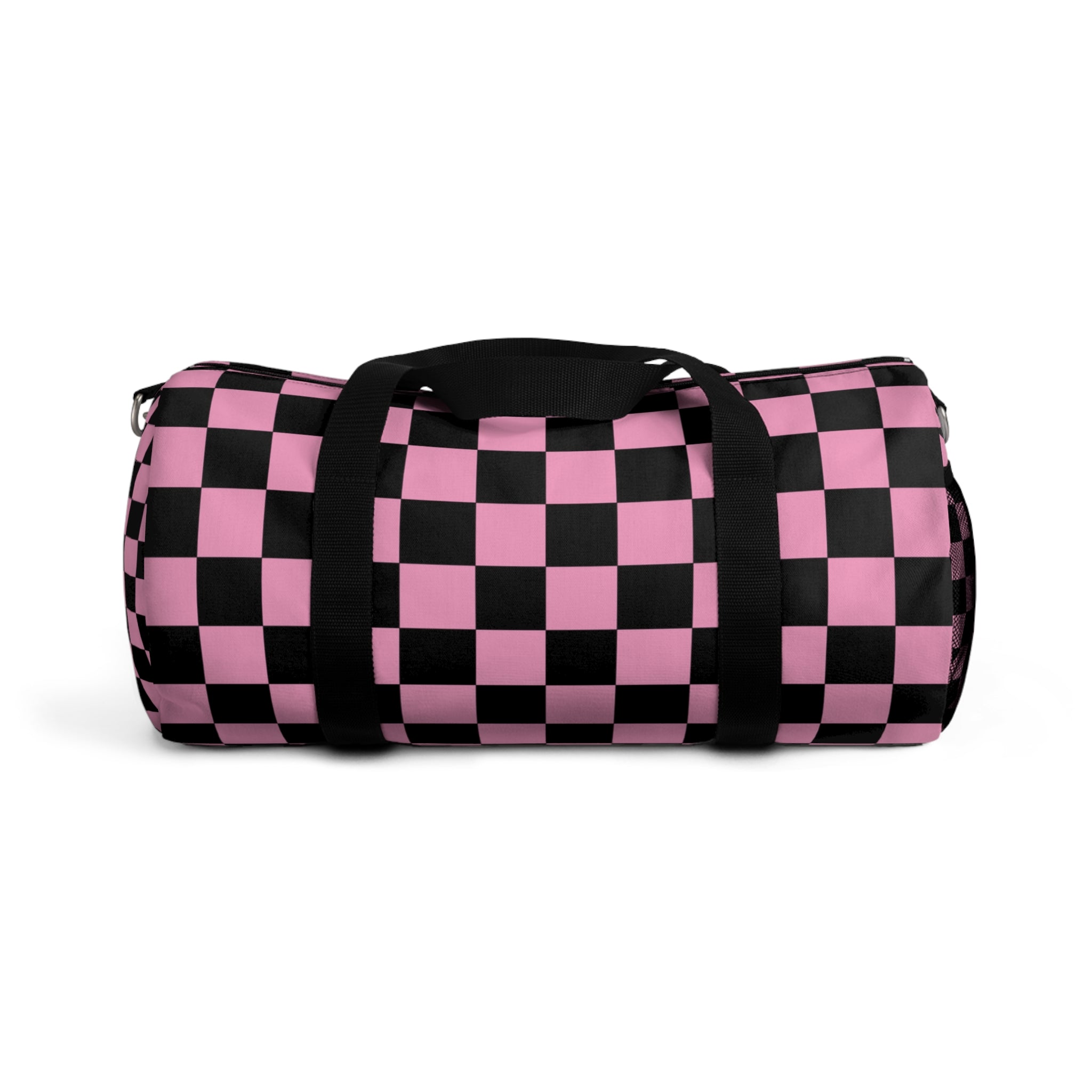 Checkerboard Black and Pink Duffel Bag, Artsulli - Art is Long, Life is Short, Bags, Size, Small, , , , , 57564670384753217336