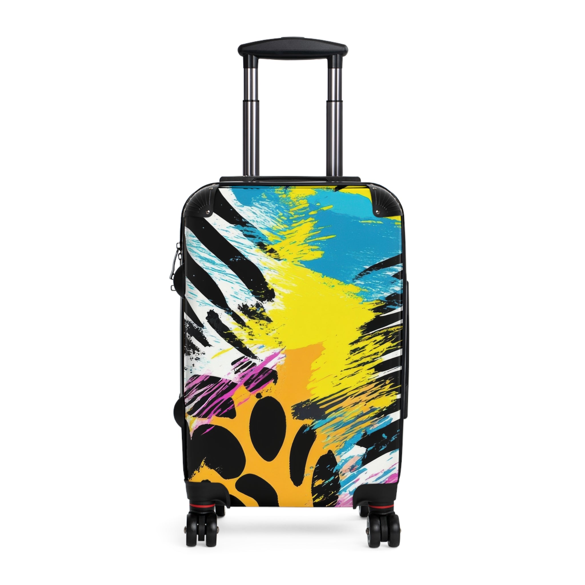 Zebra Stripes x Leopard Print x Paint Splatter Multi-Color Suitcase, Artsulli - Art is Long, Life is Short, Bags, Size, Small, Color, Black, , , 17913292551790
