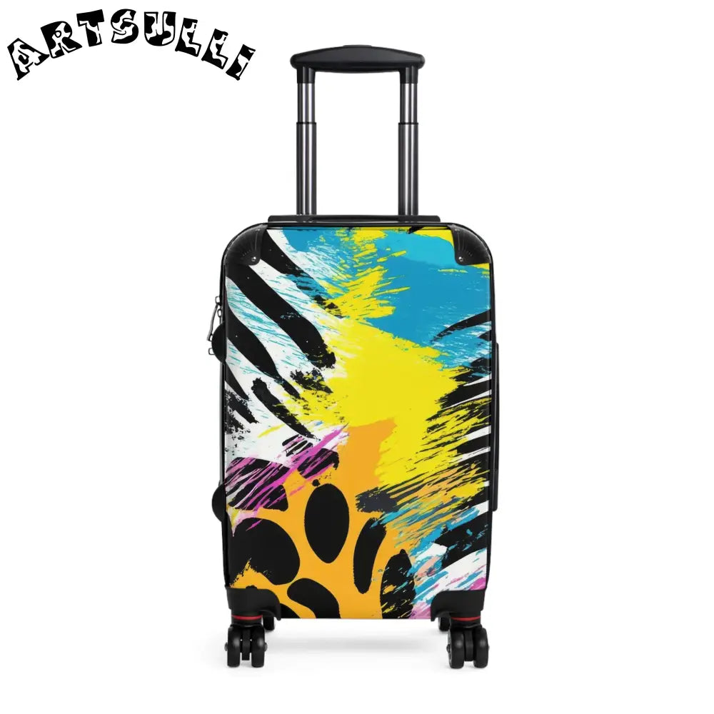 Zebra Stripes x Leopard Print x Paint Splatter Multi-Color Suitcase, Artsulli - Art is Long, Life is Short, Bags, Size, Small, Color, Black, , , 17913292551790