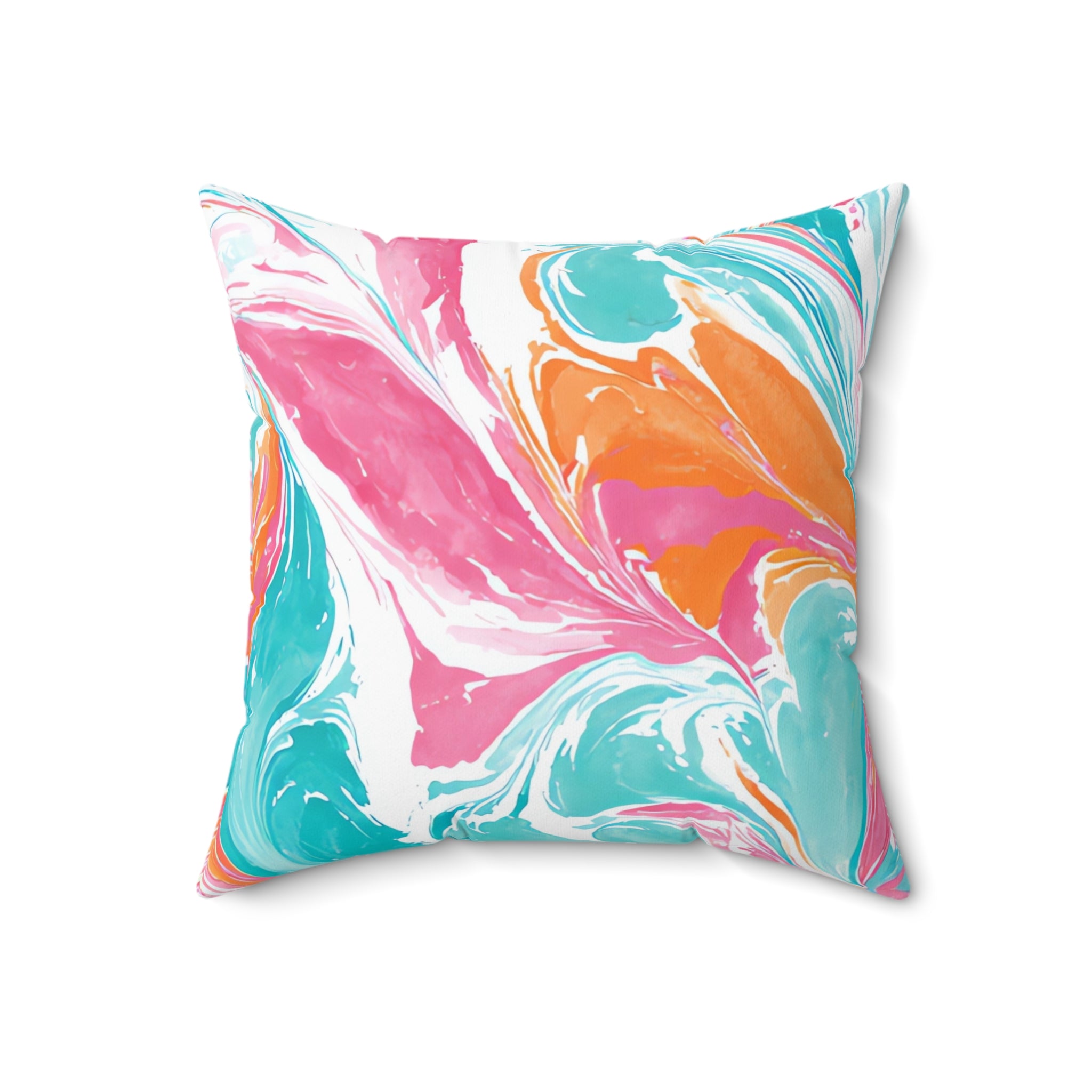 Liquid Pastel Spill Multi-Color Spun Polyester Square Pillow, Artsulli - Art is Long, Life is Short, Home Decor, , , , , , , 