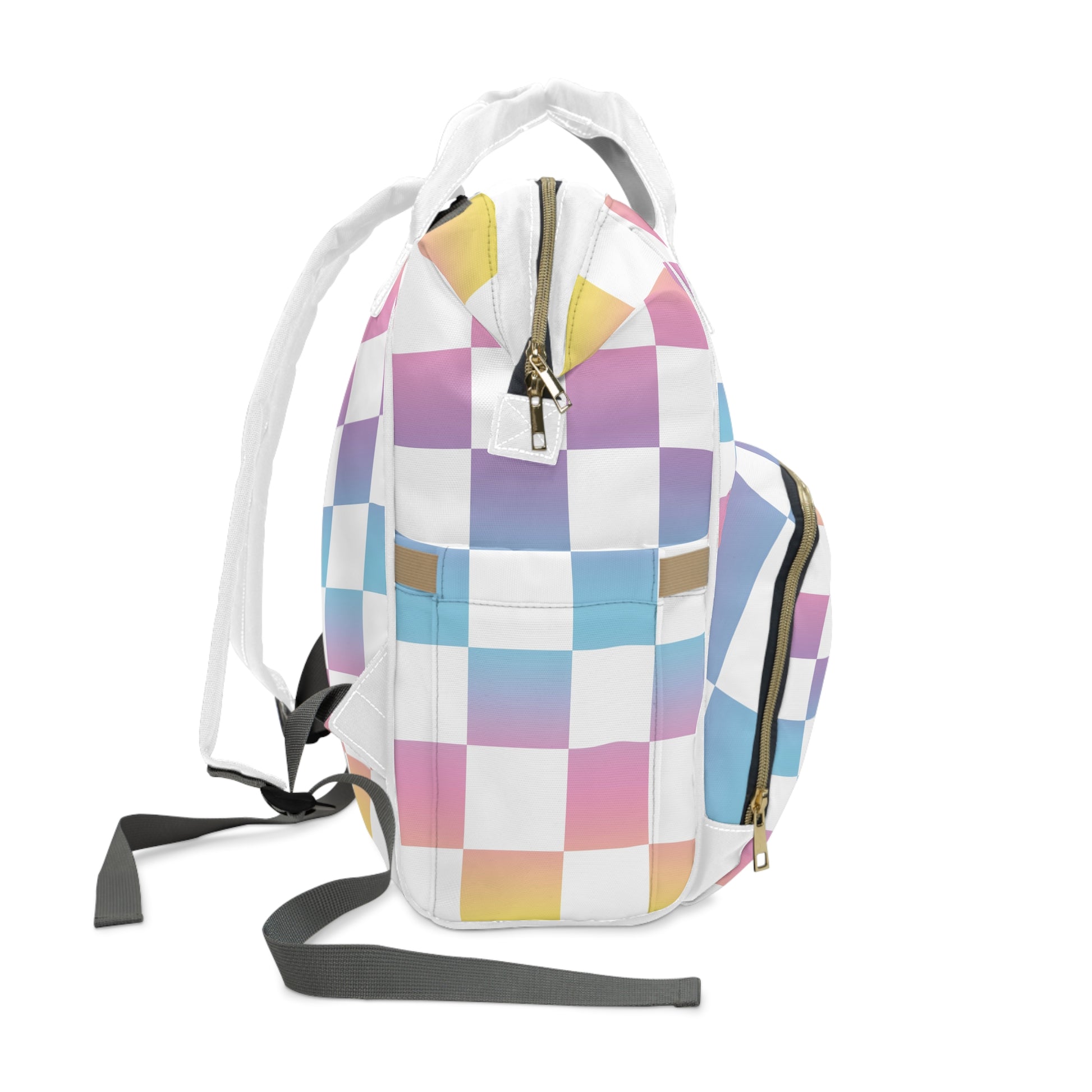 Vaporwave Check II  Multifunctional Diaper Backpack, Artsulli - Art is Long, Life is Short, Bags, , , , , , , 