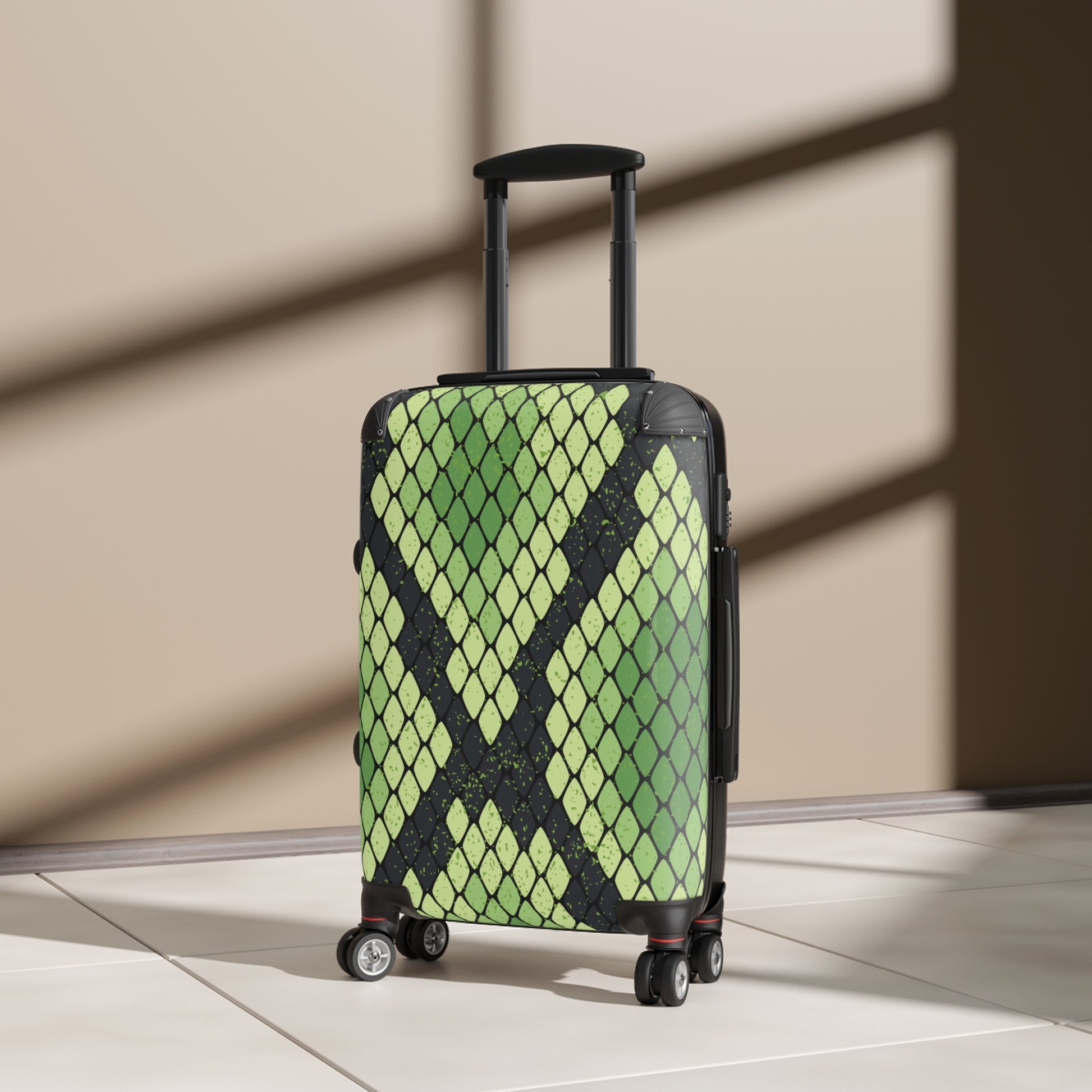 Snake Skin Green and Black Suitcase, Artsulli - Art is Long, Life is Short, Bags, , , , , , , 