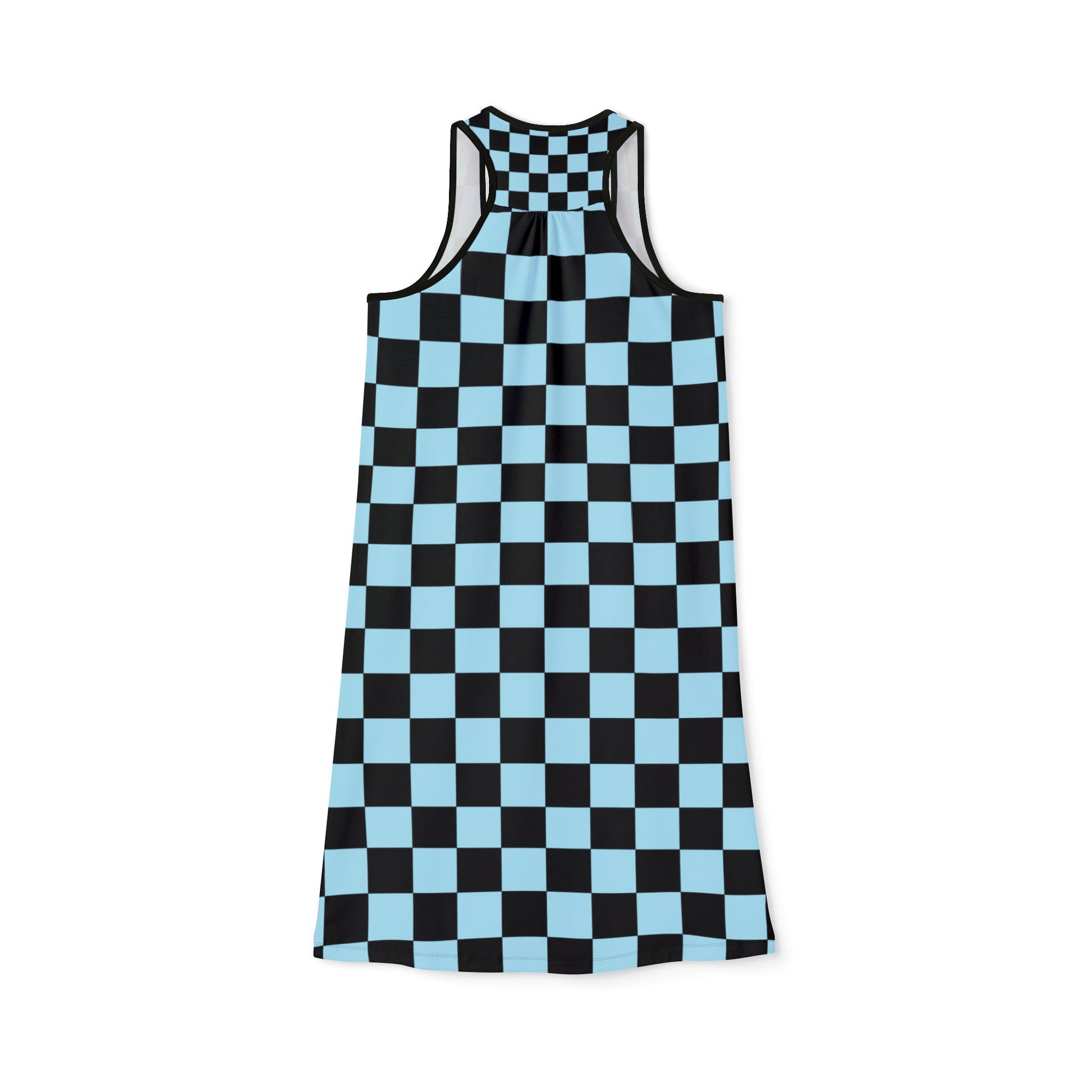 Checkerboard Black and Blue Women's Racerback Dress (AOP), Artsulli - Art is Long, Life is Short, Tank Top, , , , , , , 