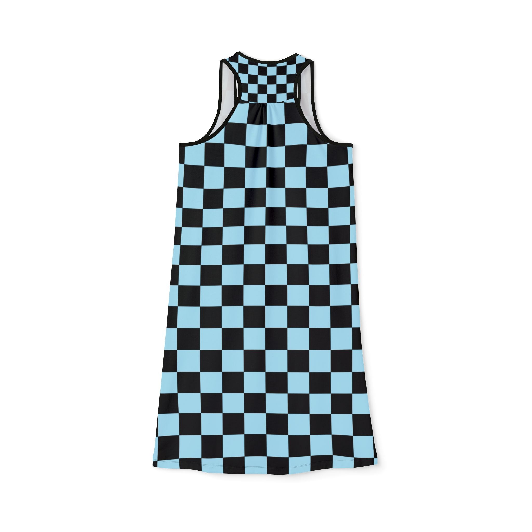 Checkerboard Black and Blue Women's Racerback Dress (AOP), Artsulli - Art is Long, Life is Short, Tank Top, , , , , , , 