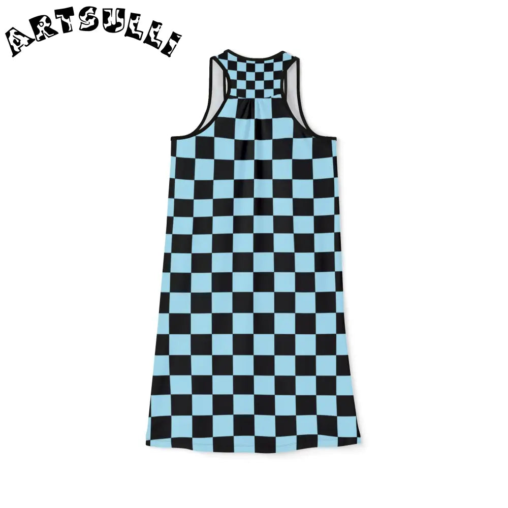 JAKKOUTTHEBXX Checkerboard Black and Blue Women’s Racerback Dress