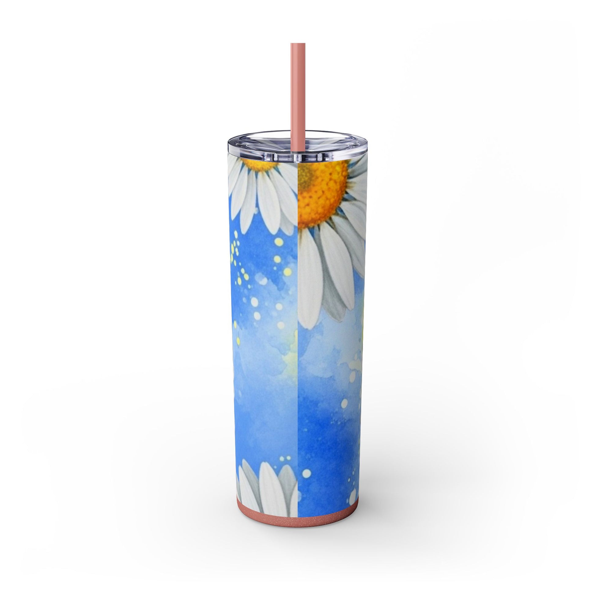 Daisies Skinny Tumbler with Straw, 20oz, Artsulli - Art is Long, Life is Short, Mug, , , , , , , 