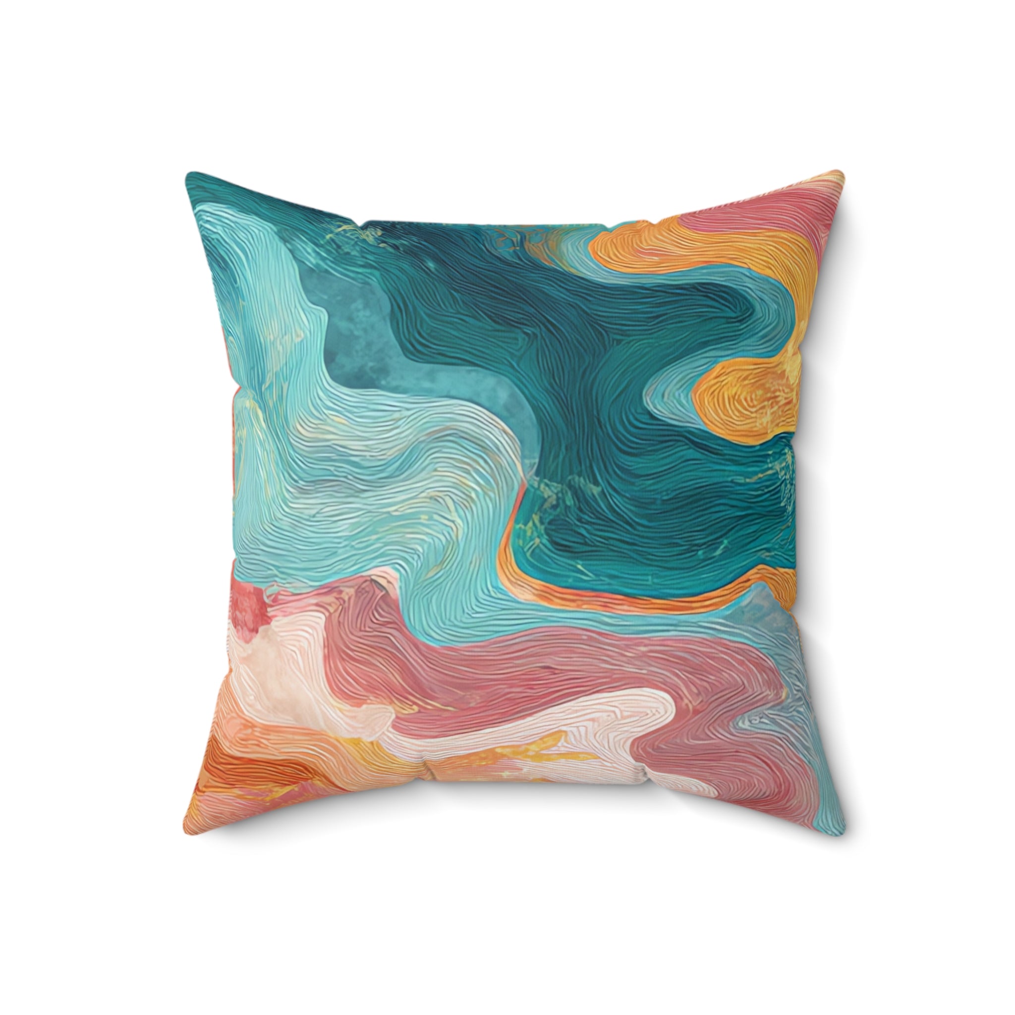 Liquid Marble Spill Spun Polyester Square Pillow, Artsulli - Art is Long, Life is Short, Home Decor, , , , , , , 