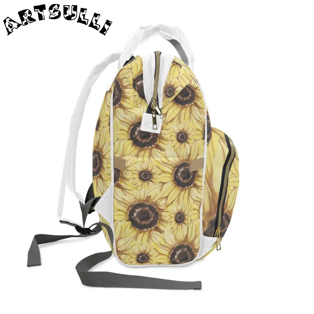 JAKKOUTTHEBXX Retro Anime Sunflower Multifunctional Diaper Backpack