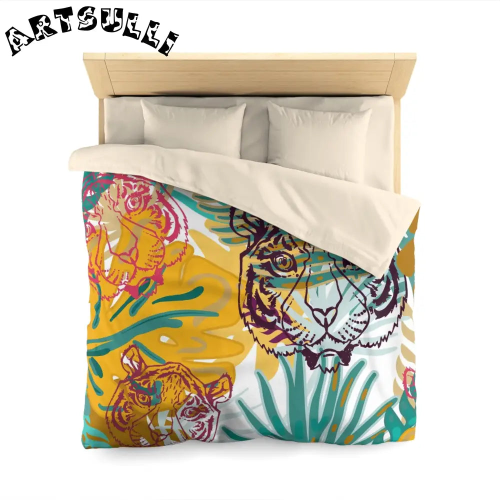JAKKOUTTHEBXX Tropical Jungle Tigers Brown and Green Microfiber