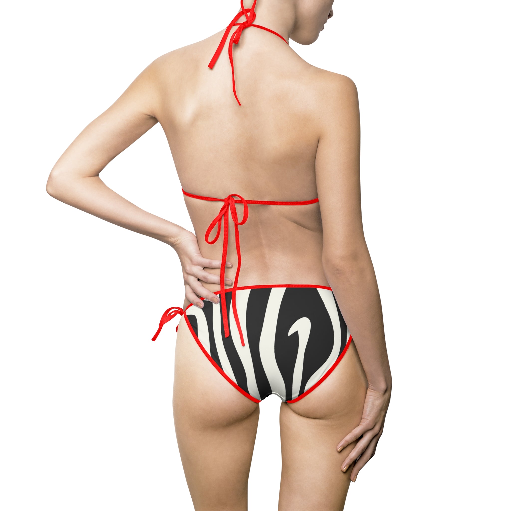 Melting Zebra Stripes Black and White Women's Bikini Swimsuit (AOP), Artsulli - Art is Long, Life is Short, All Over Prints, , , , , , , 