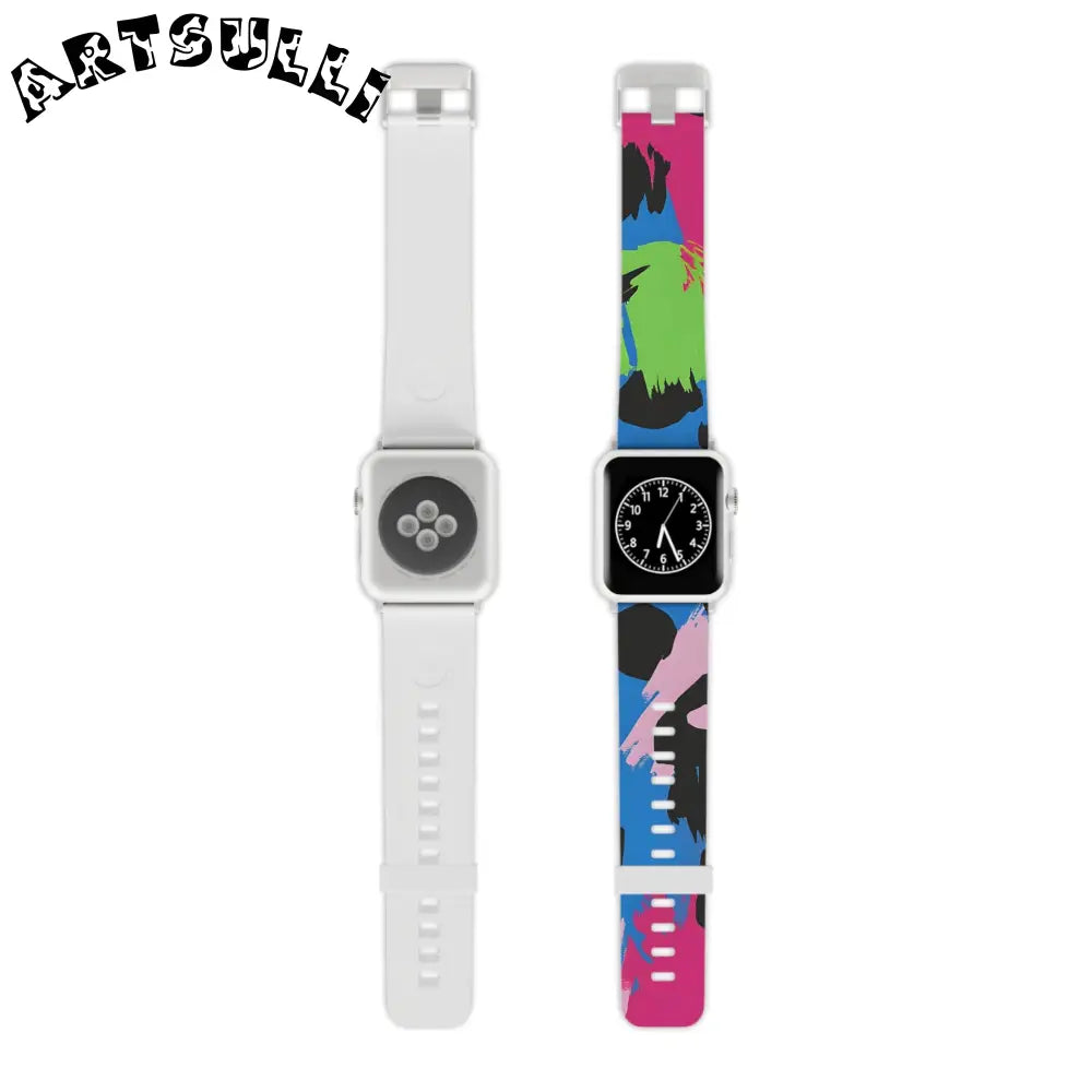 90s Neon Watch Band for Apple Watch, Artsulli - Art is Long, Life is Short, Accessories, Size, 7.5'' × 0.75'' / 38 - 40 mm, Color, Silver, , , 83142644215746075475