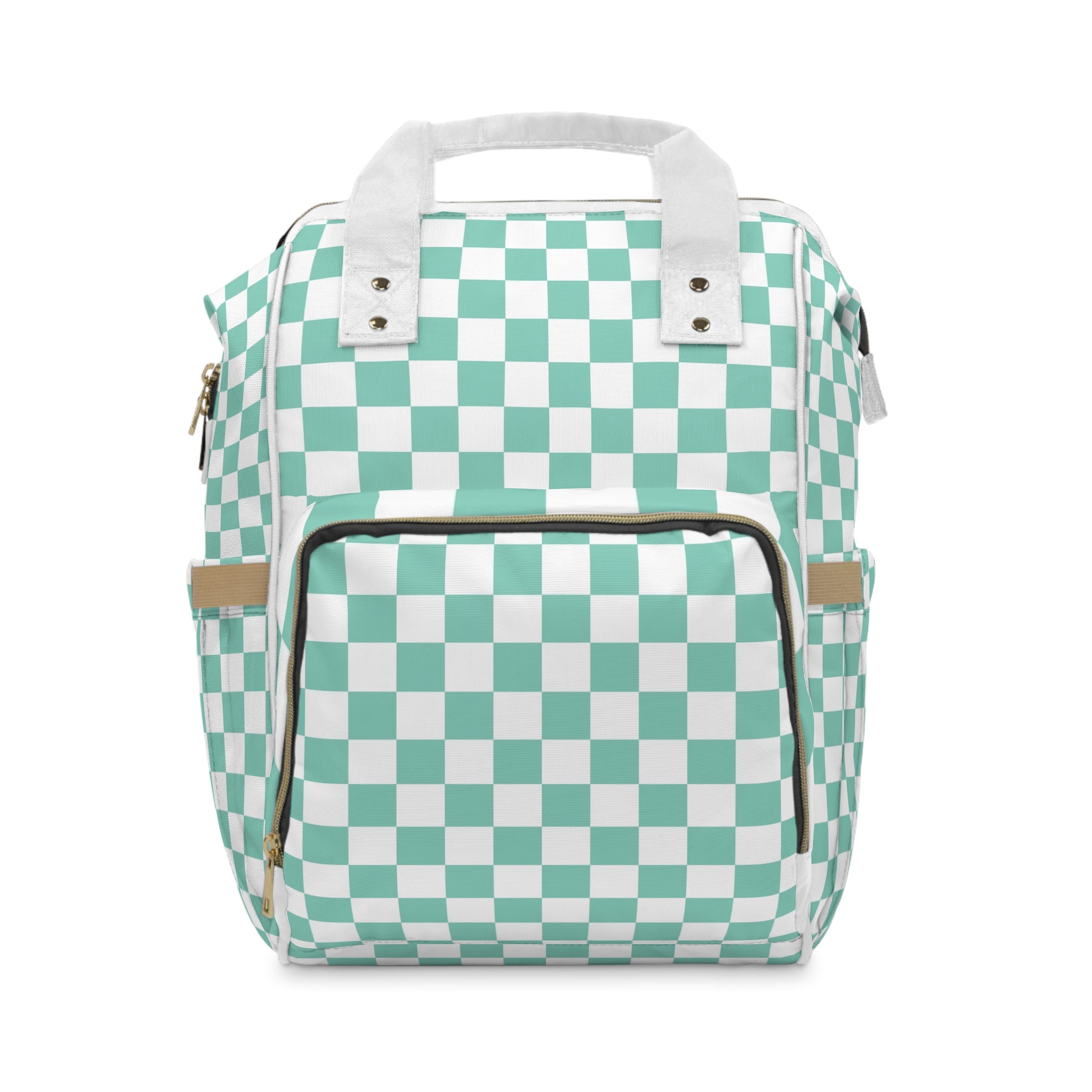 Checkerboard Black and Blue Multifunctional Diaper Backpack, Artsulli - Art is Long, Life is Short, Bags, Size, 15.0" × 10.8" × 6.7'', , , , , 40095694196576836111