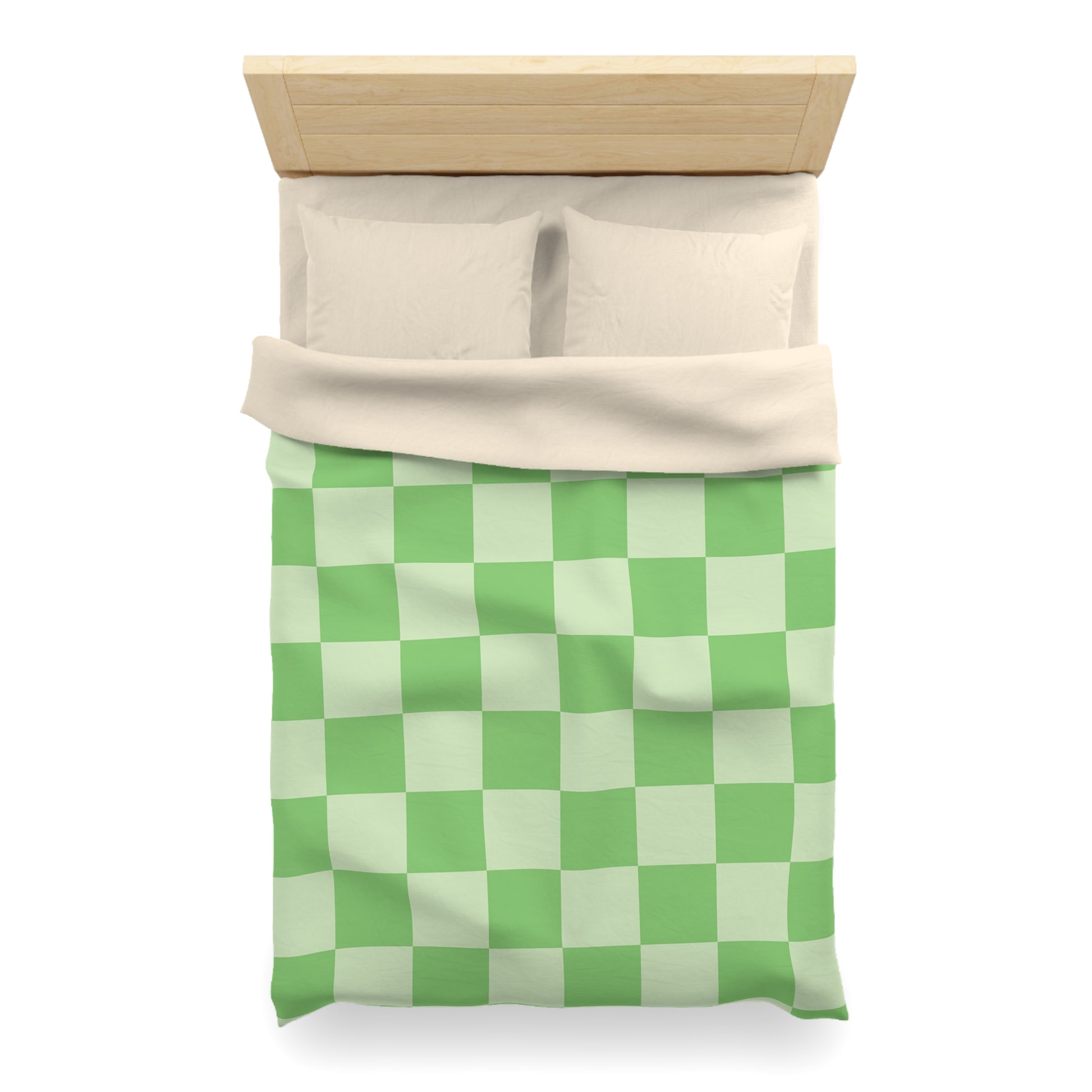 Checkerboard Green Microfiber Duvet Cover, Artsulli - Art is Long, Life is Short, Home Decor, , , , , , , 