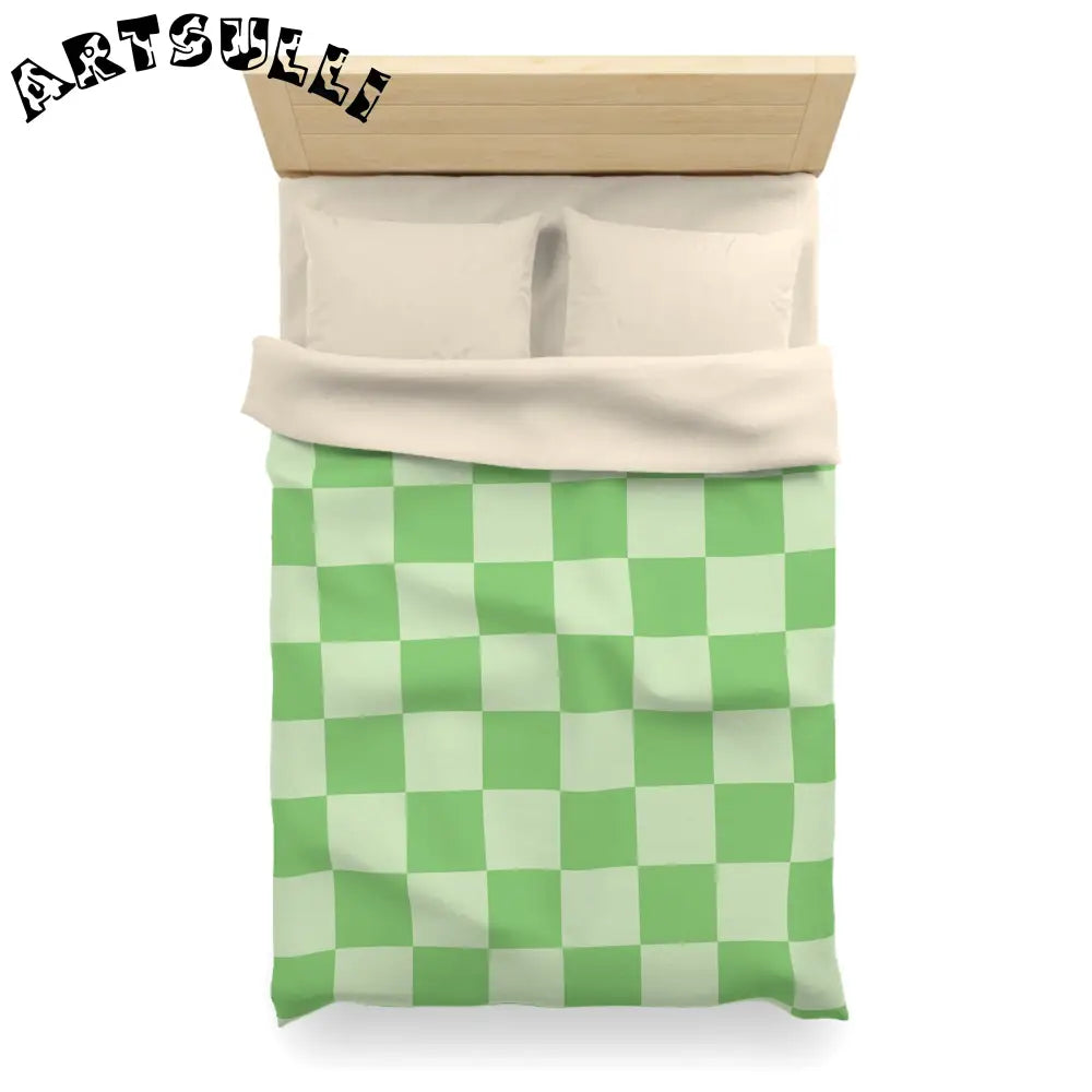 JAKKOUTTHEBXX Checkerboard Green Microfiber Duvet Cover