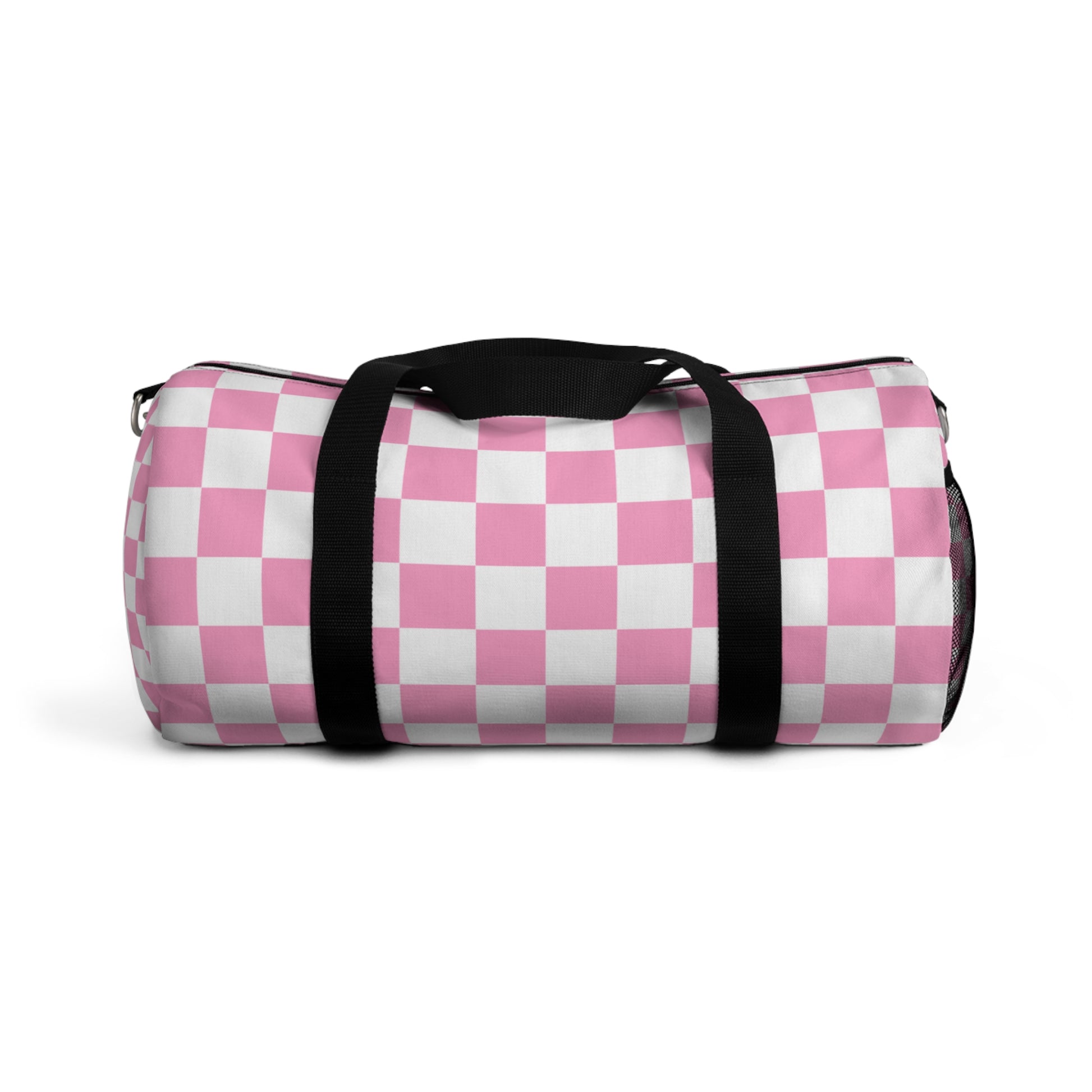 Checkerboard Hot Pink and White Duffel Bag, Artsulli - Art is Long, Life is Short, Bags, Size, Small, , , , , 17551426006782262564