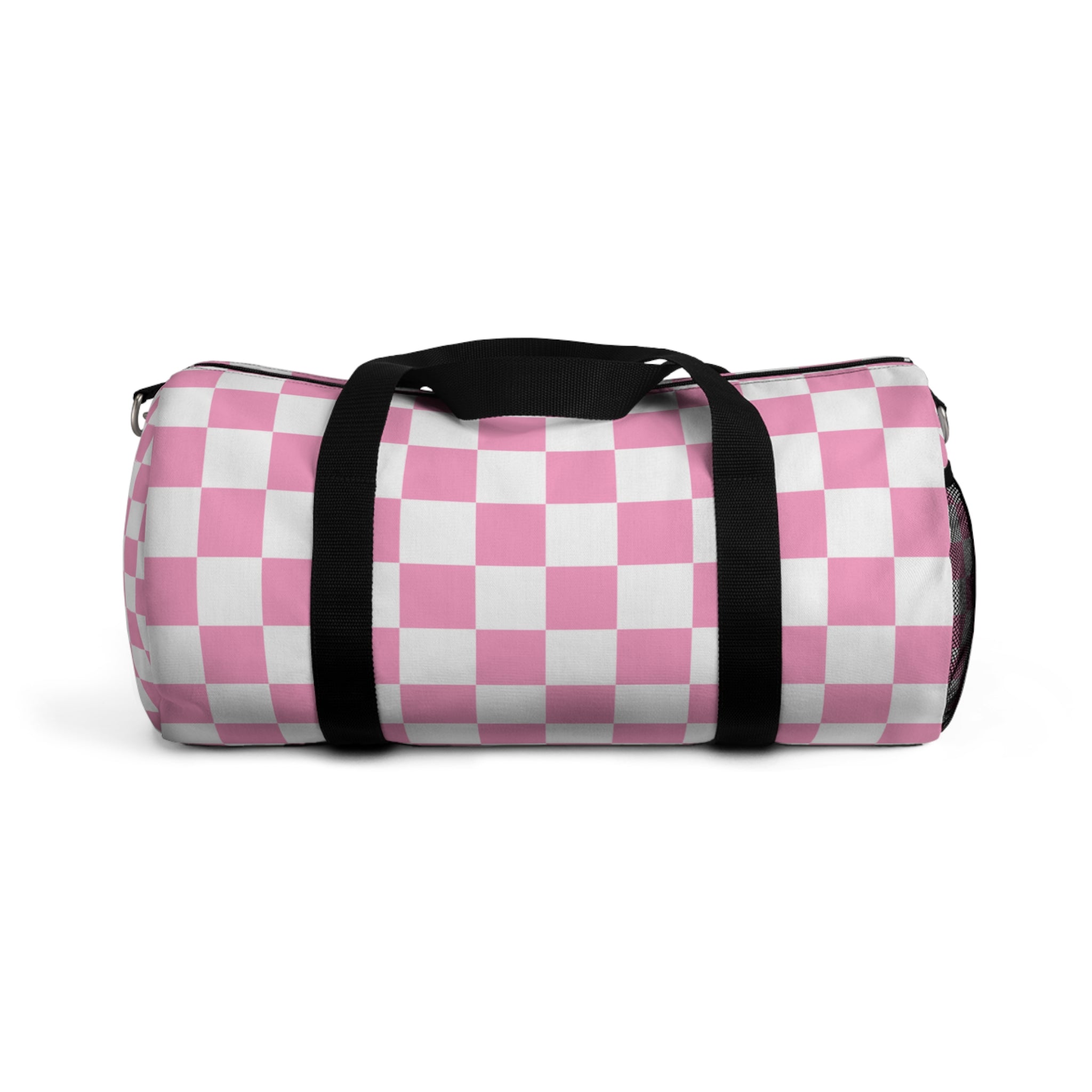 Checkerboard Hot Pink and White Duffel Bag, Artsulli - Art is Long, Life is Short, Bags, Size, Small, , , , , 17551426006782262564