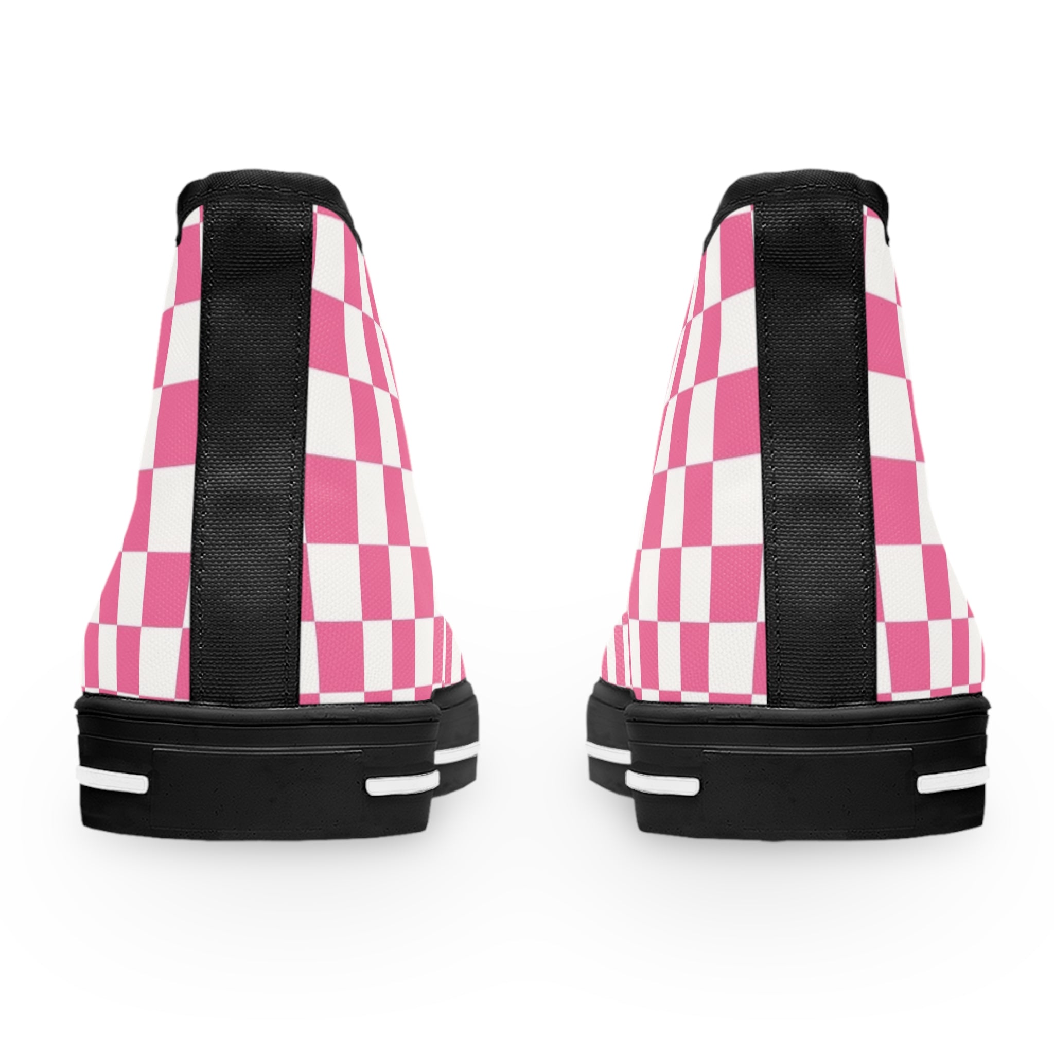 Yuyushiki Pink Check Women's High Top Sneakers
