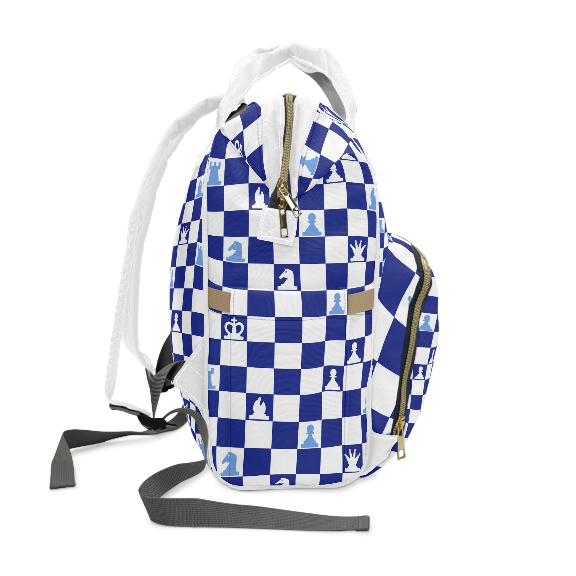 Chessboard II Navy Blue Multifunctional Diaper Backpack, Artsulli - Art is Long, Life is Short, Bags, , , , , , , 