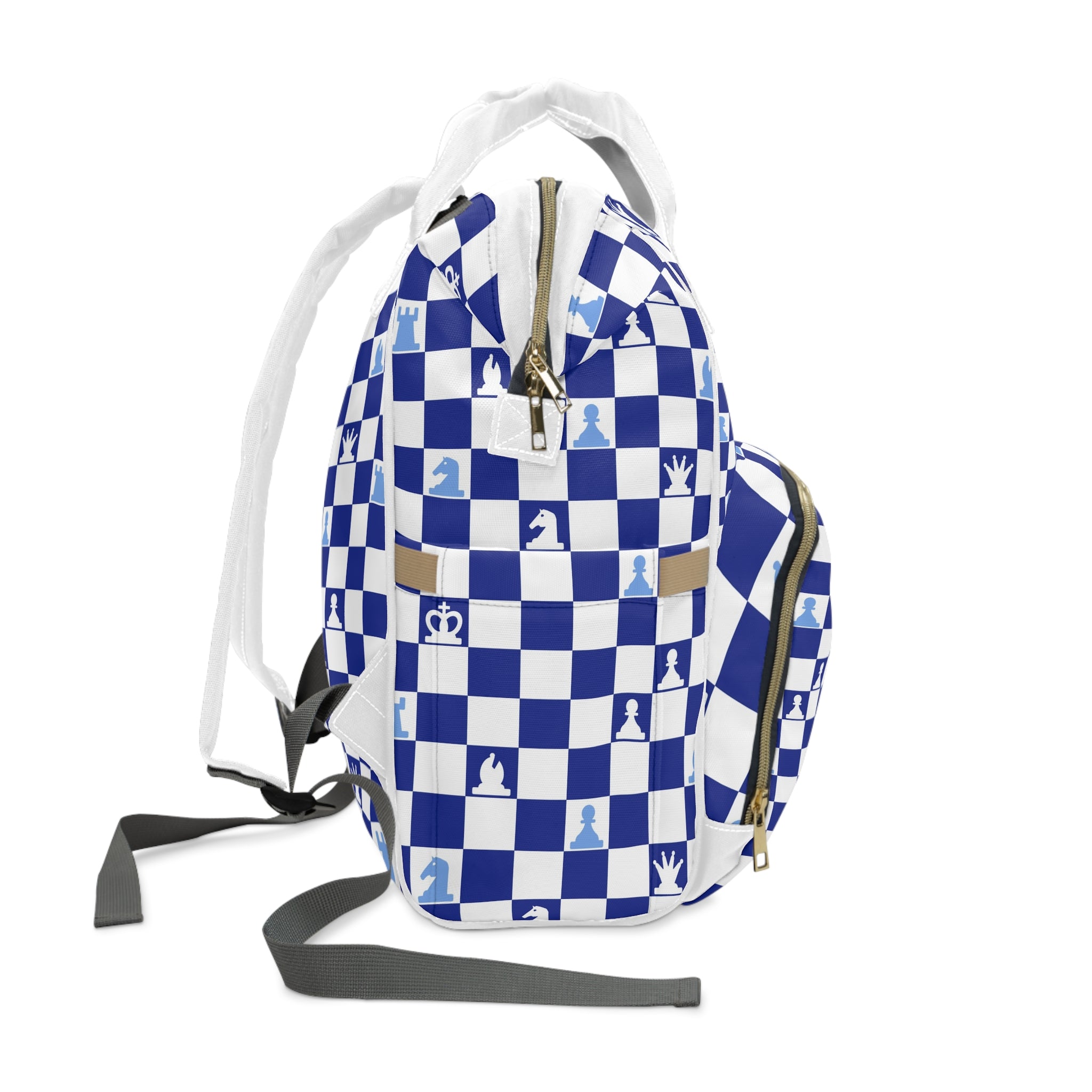 Chessboard II Navy Blue Multifunctional Diaper Backpack, Artsulli - Art is Long, Life is Short, Bags, , , , , , , 