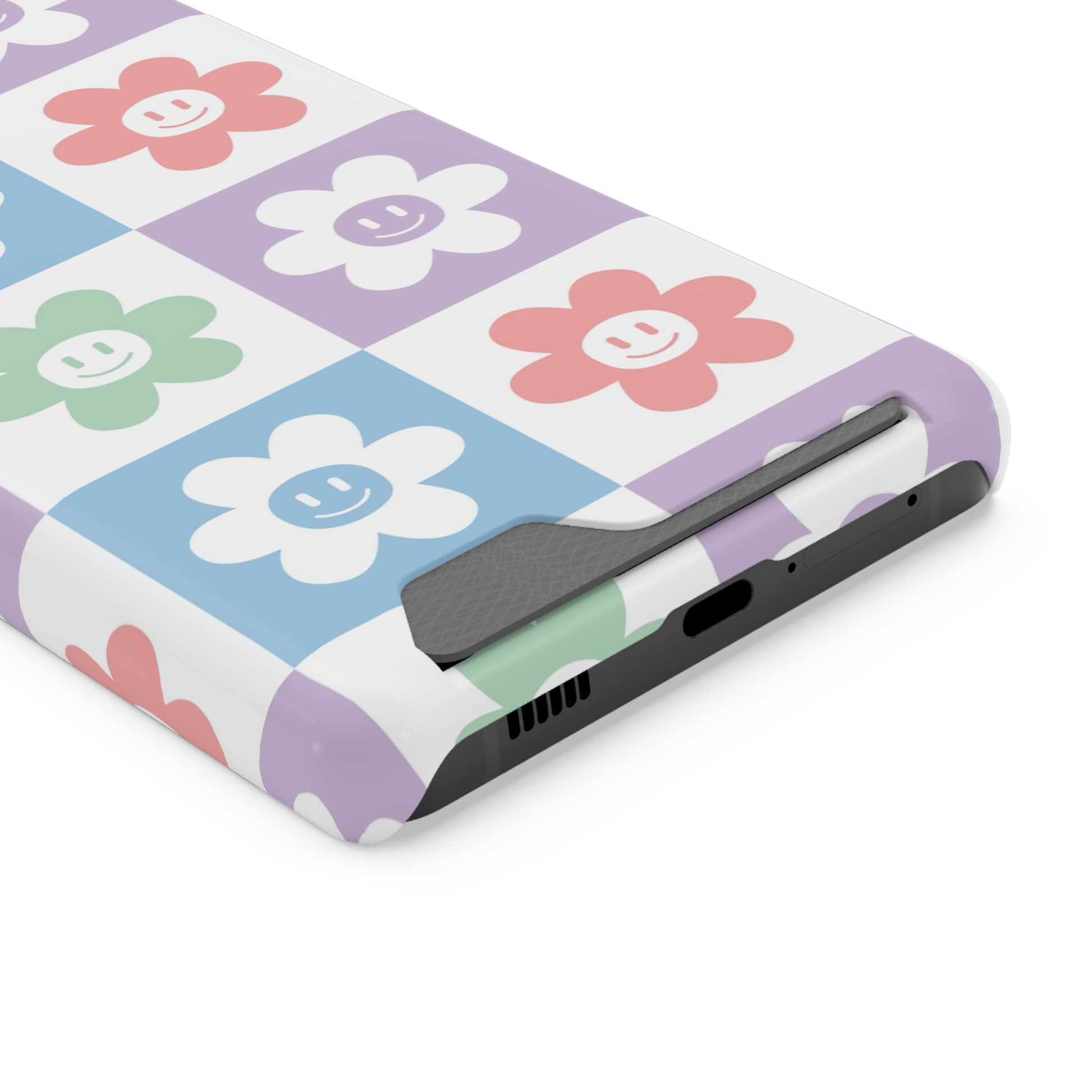 Chessboard x Smiley Face Flowers Multi-Color Phone Case With Card Holder, Artsulli - Art is Long, Life is Short, Phone Case, , , , , , , 