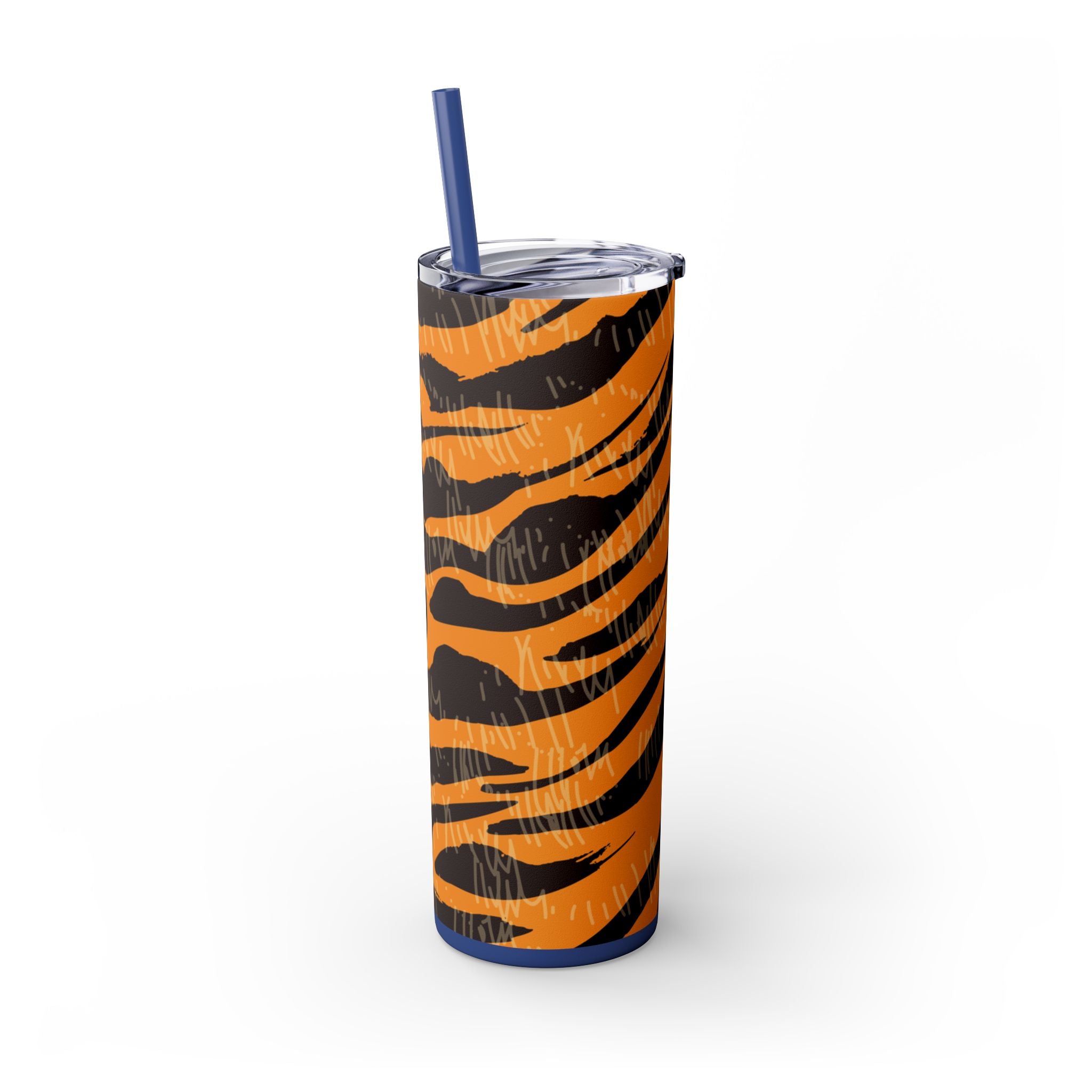 Tiger Scratches Orange & Black Skinny Tumbler with Straw, 20oz, Artsulli - Art is Long, Life is Short, Mug, , , , , , , 