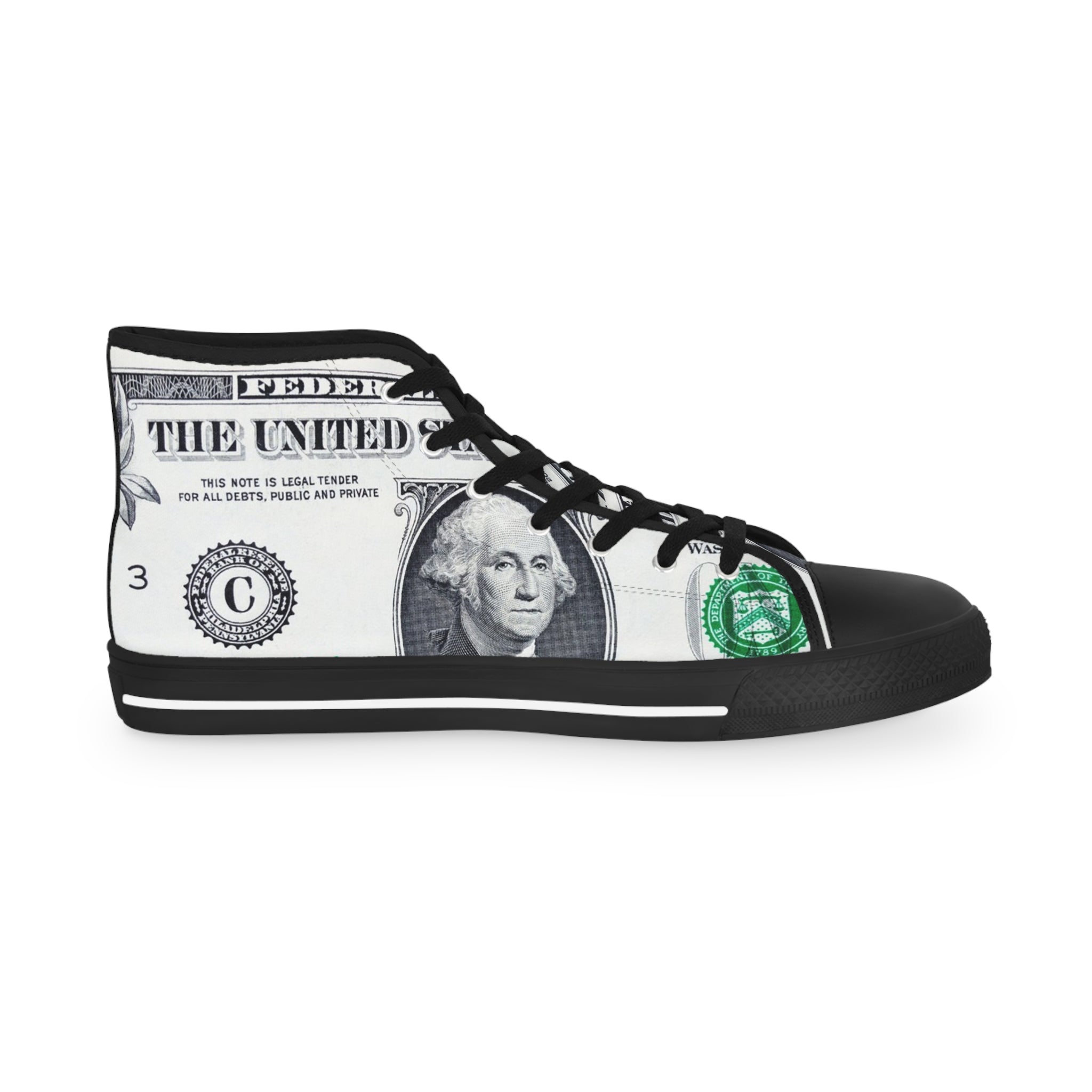 Money Collage Men's High Top Sneakers, Artsulli - Art is Long, Life is Short, Shoes, , , , , , , 