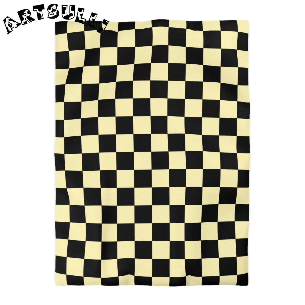 JAKKOUTTHEBXX Checkerboard Black and Yellow Microfiber Duvet Cover