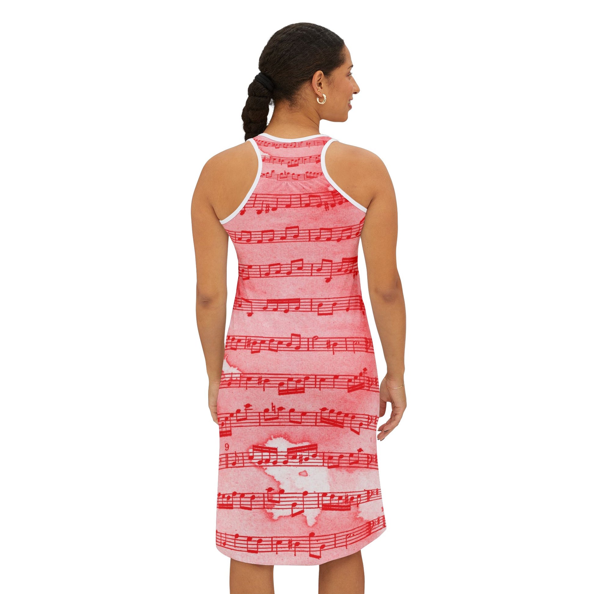 Drip Spill Type Beat Sheet Music Red Women's Racerback Dress (AOP), Artsulli - Art is Long, Life is Short, Tank Top, , , , , , , 