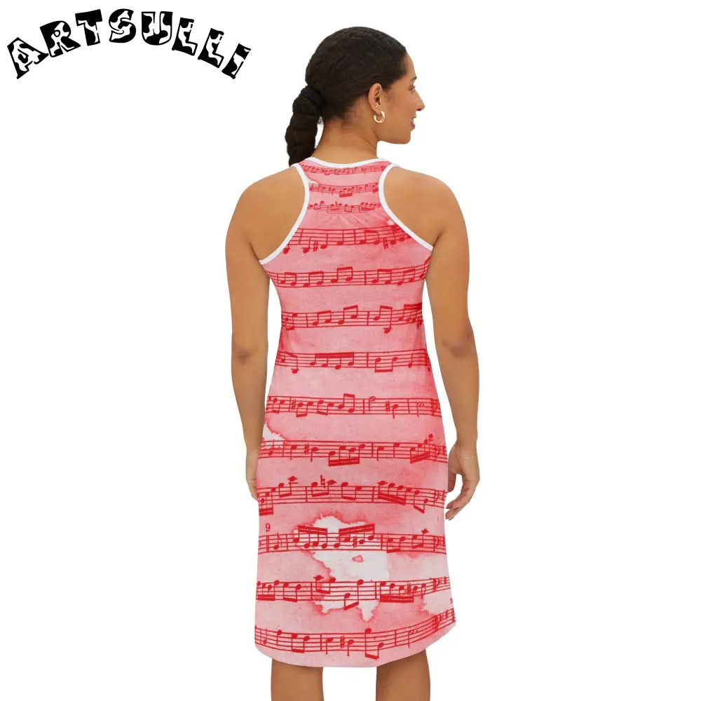 JAKKOUTTHEBXX Pink Musical Notation Sleeveless Dress 2025