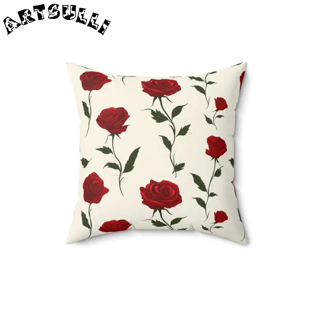 JAKKOUTTHEBXX Red Roses Spun Polyester Square Pillow JAKKOUTTHEBXX