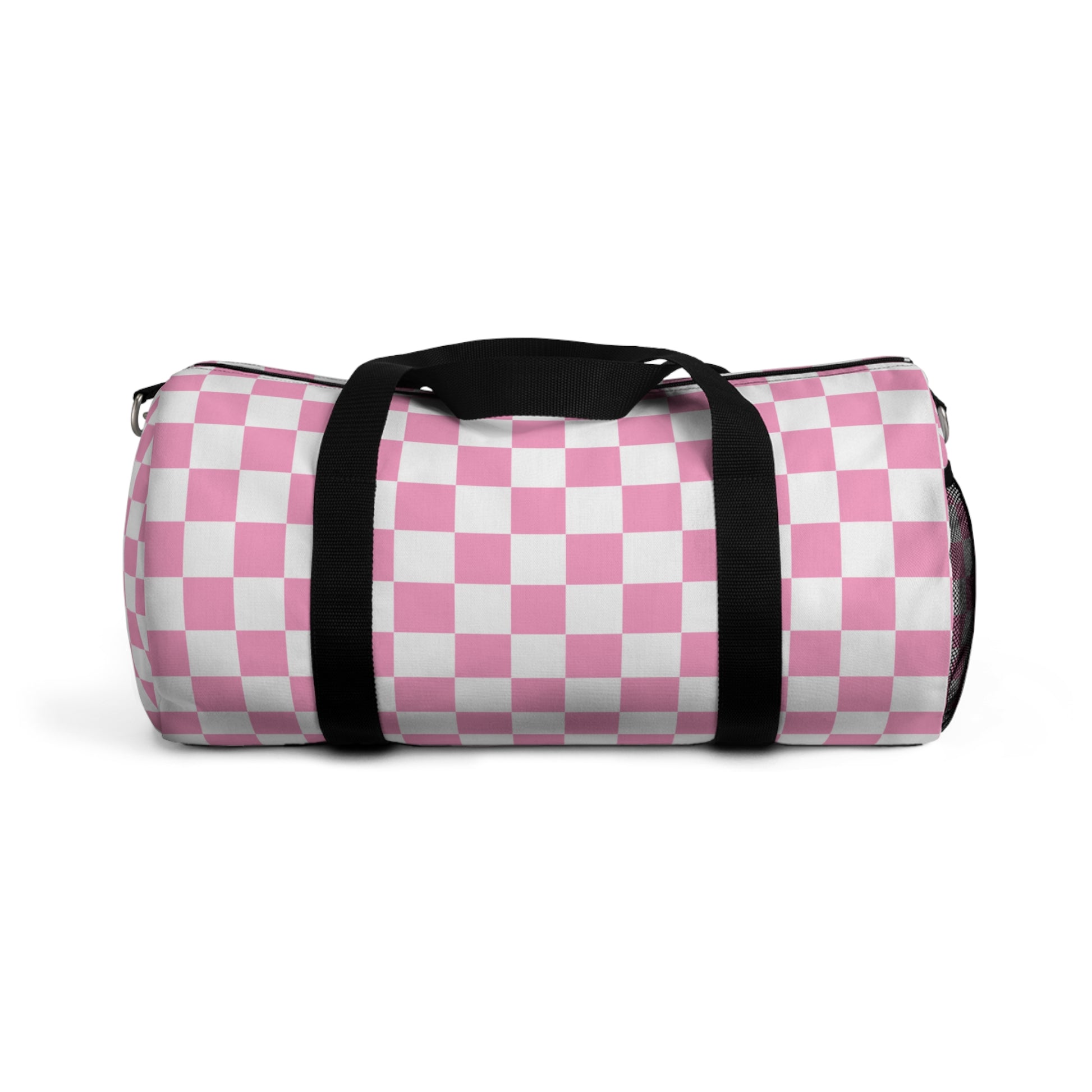 Checkerboard II Hot Pink and White Duffel Bag, Artsulli - Art is Long, Life is Short, Bags, Size, Small, , , , , 28355151097105377784