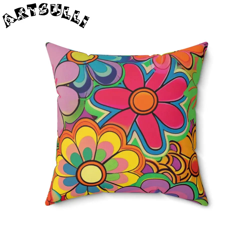 JAKKOUTTHEBXX Chromatic Daisy Dream Spun Polyester Square Pillow